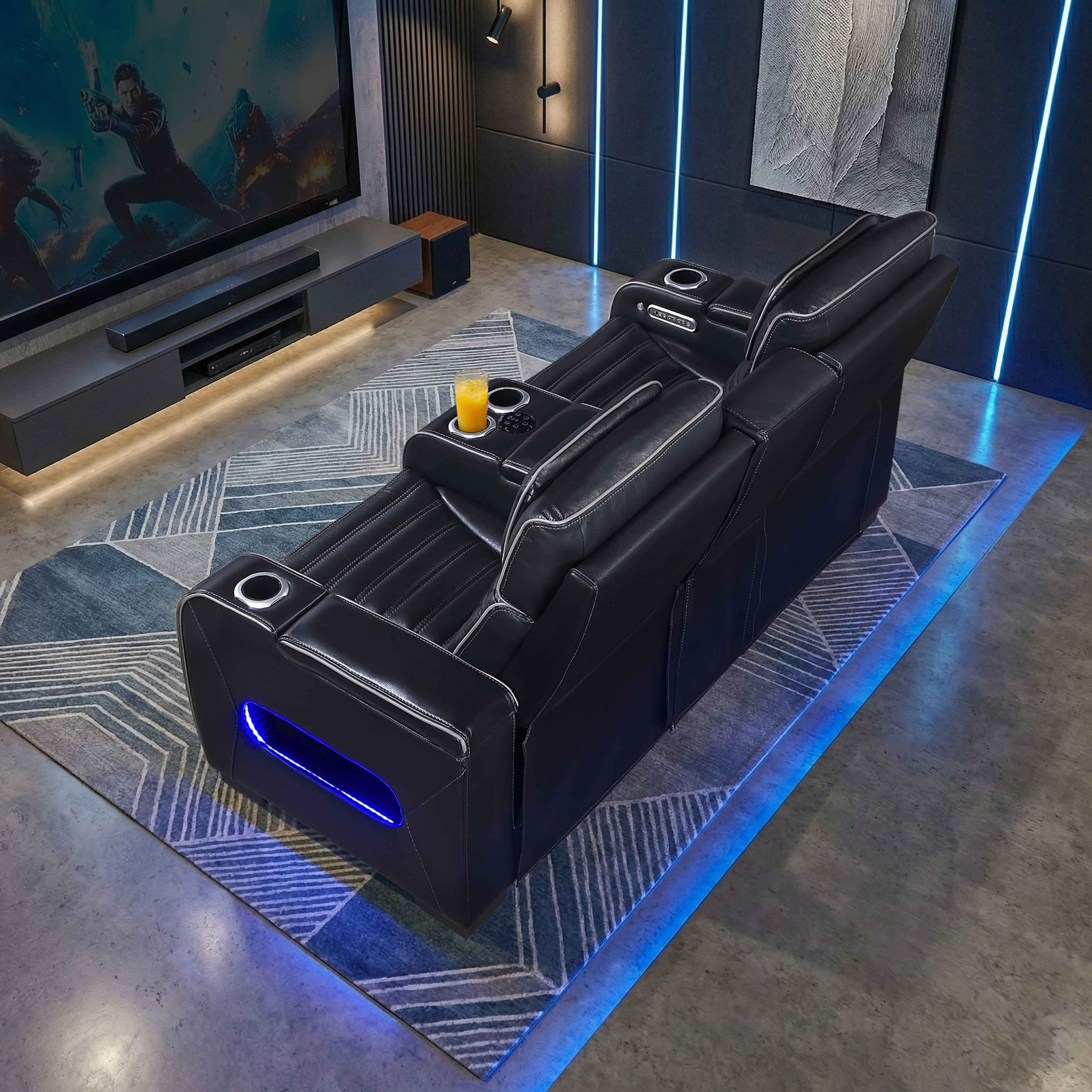 Cyber Black Power Double Reclining Loveseat with Center Console - Image 20