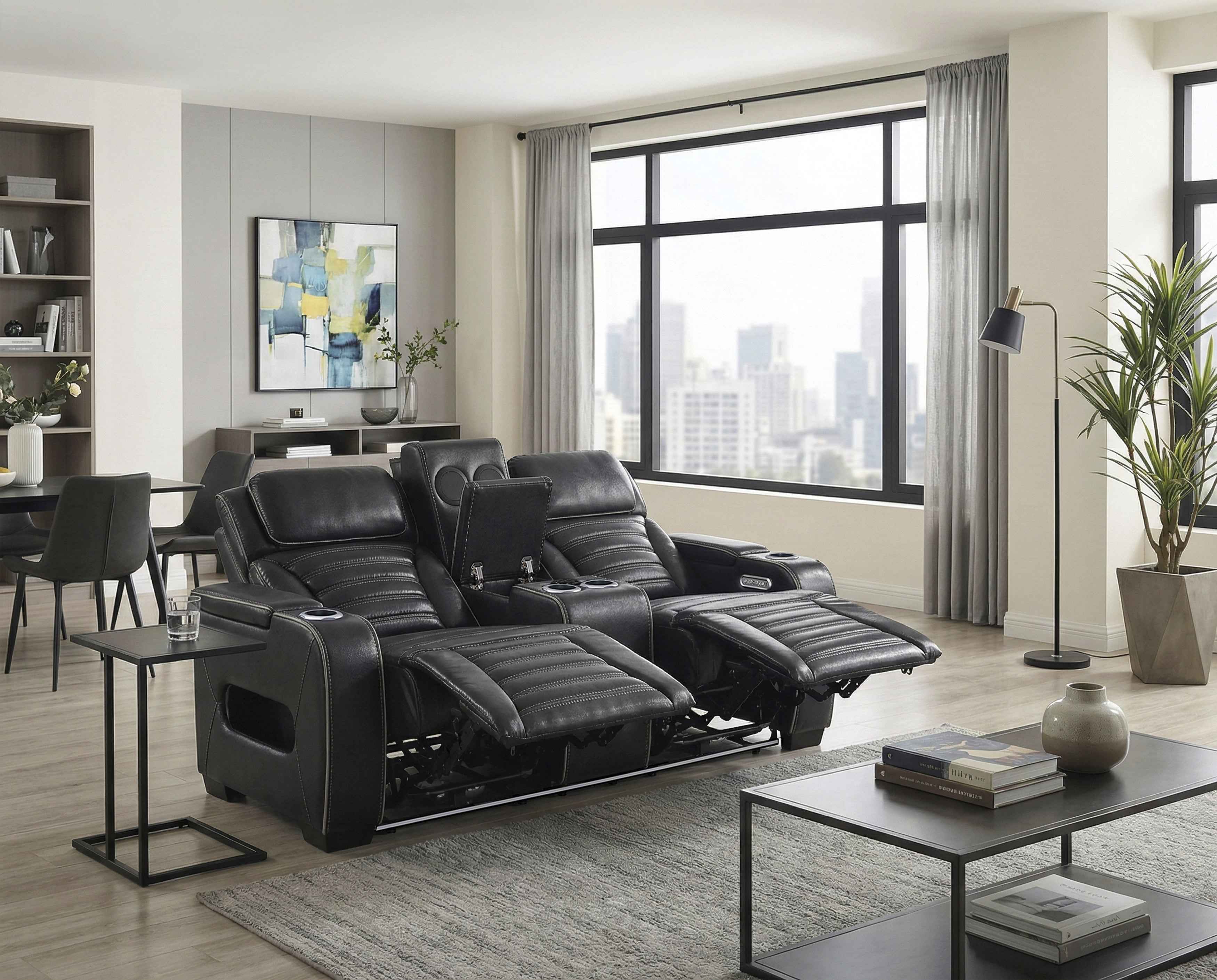 Cyber Black Power Double Reclining Loveseat with Center Console - Image 21