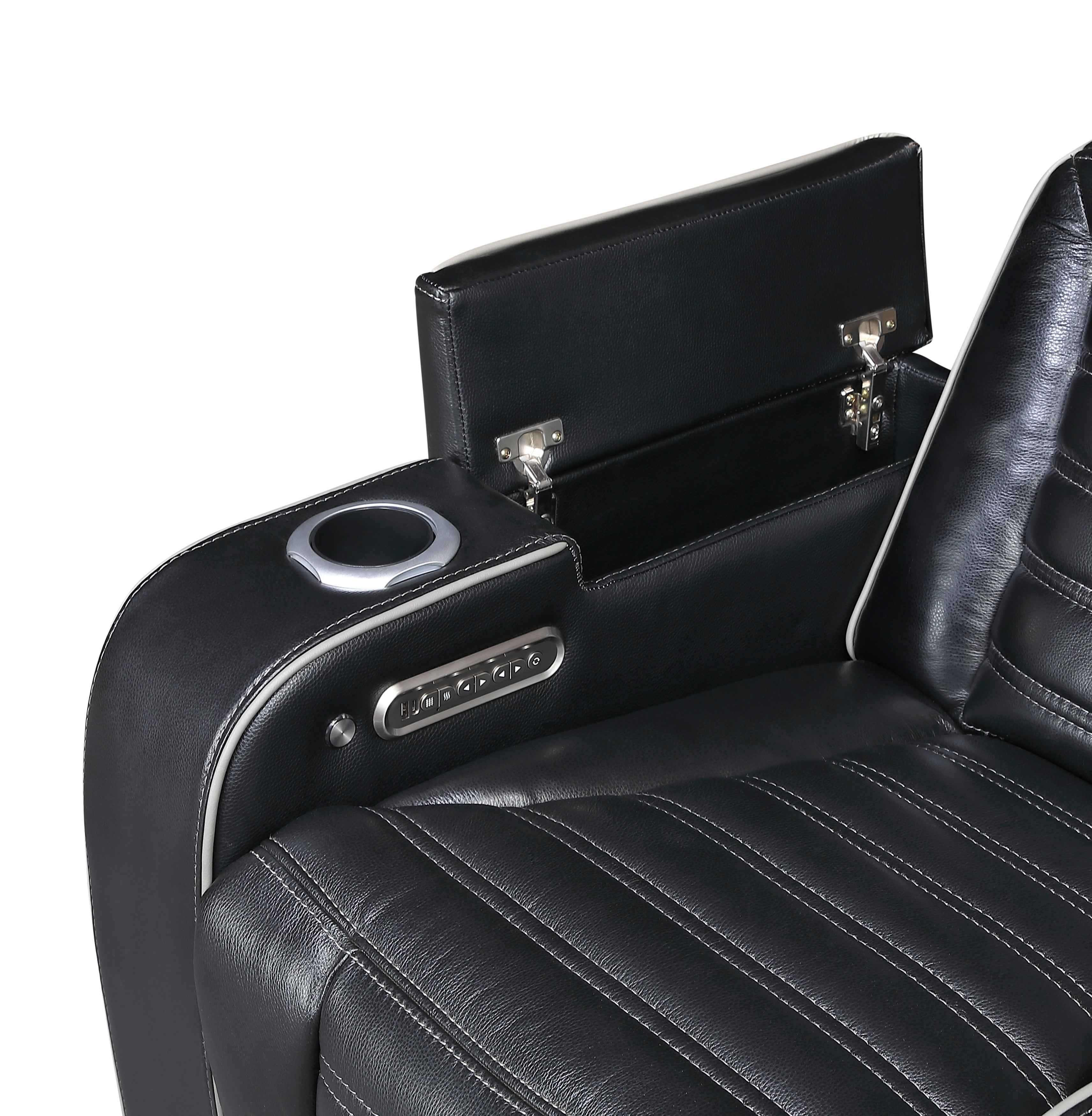 Cyber Black Power Double Reclining Loveseat with Center Console - Image 8