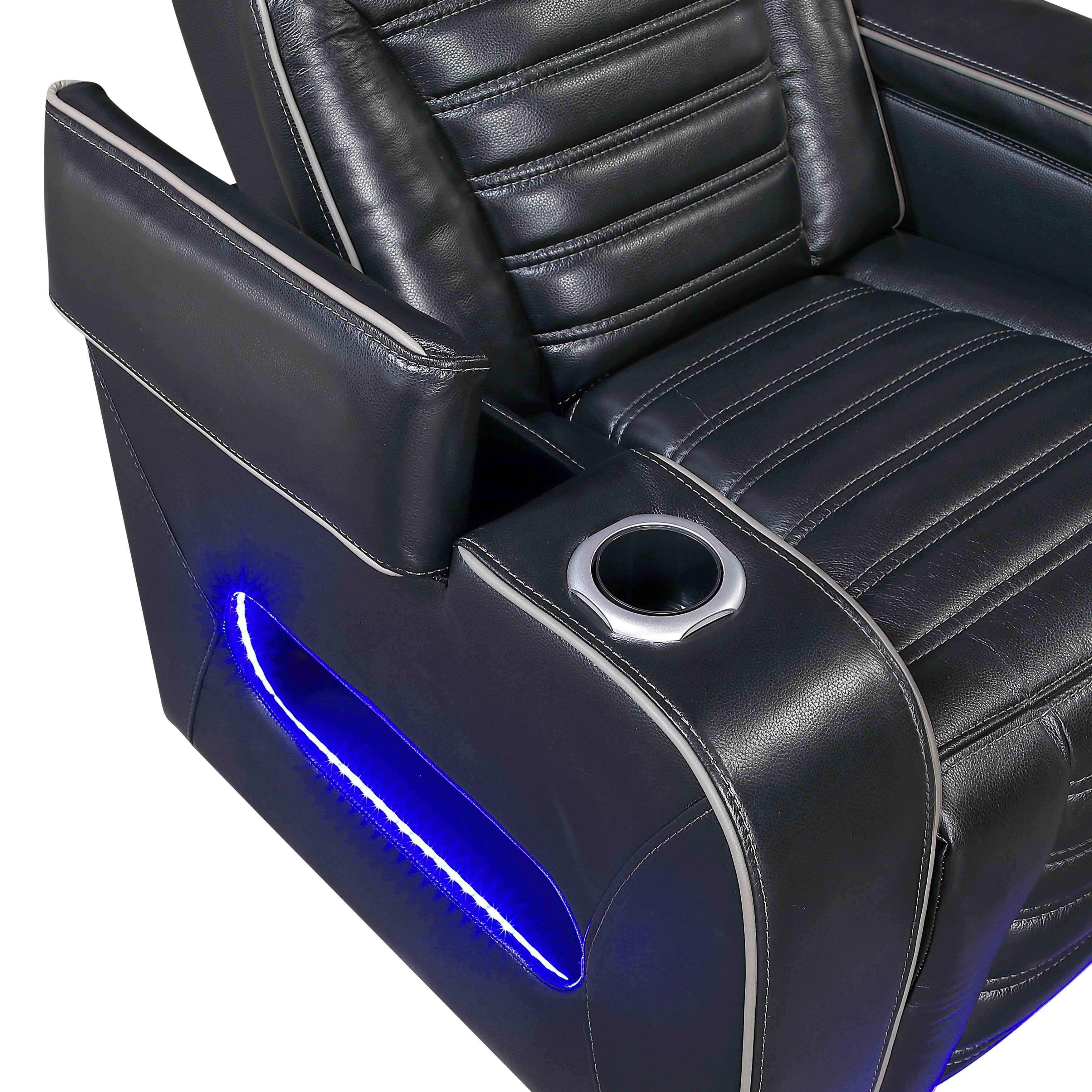 Cyber Black Power Double Reclining Sofa with Center Drop-Down - Image 10
