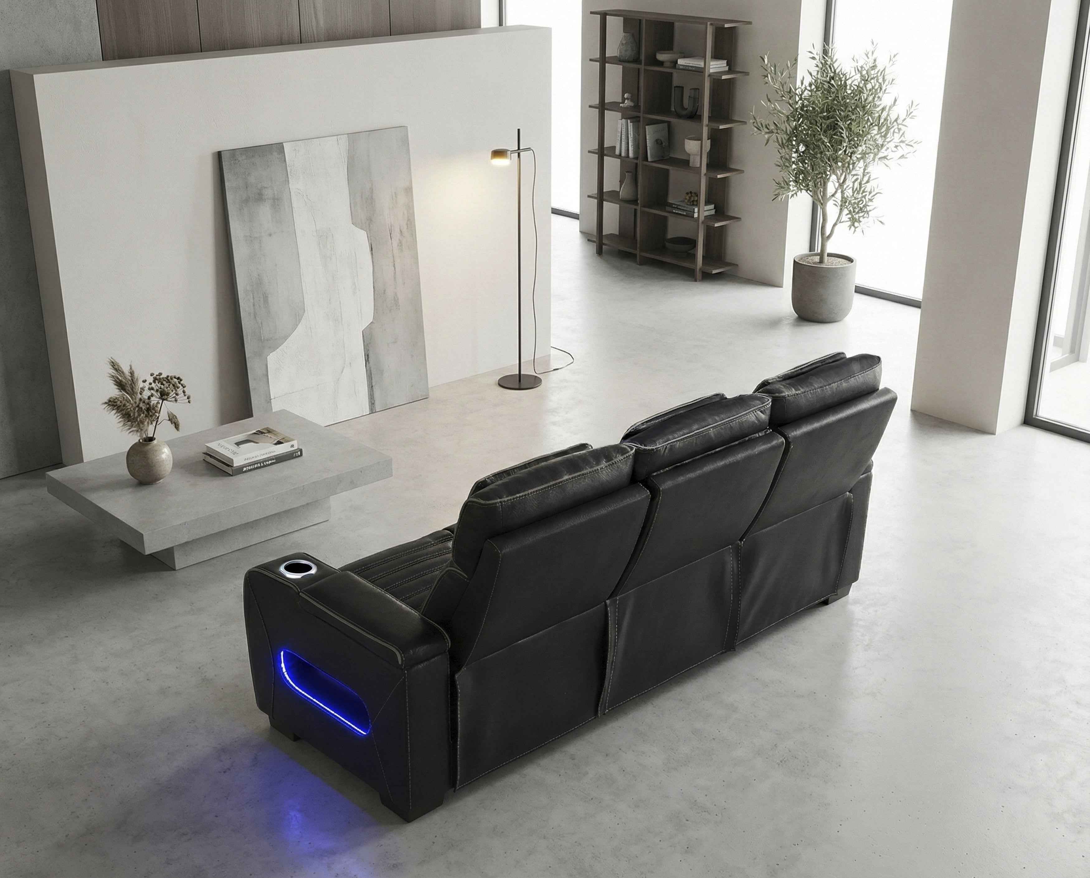 Cyber Black Power Double Reclining Sofa with Center Drop-Down - Image 20