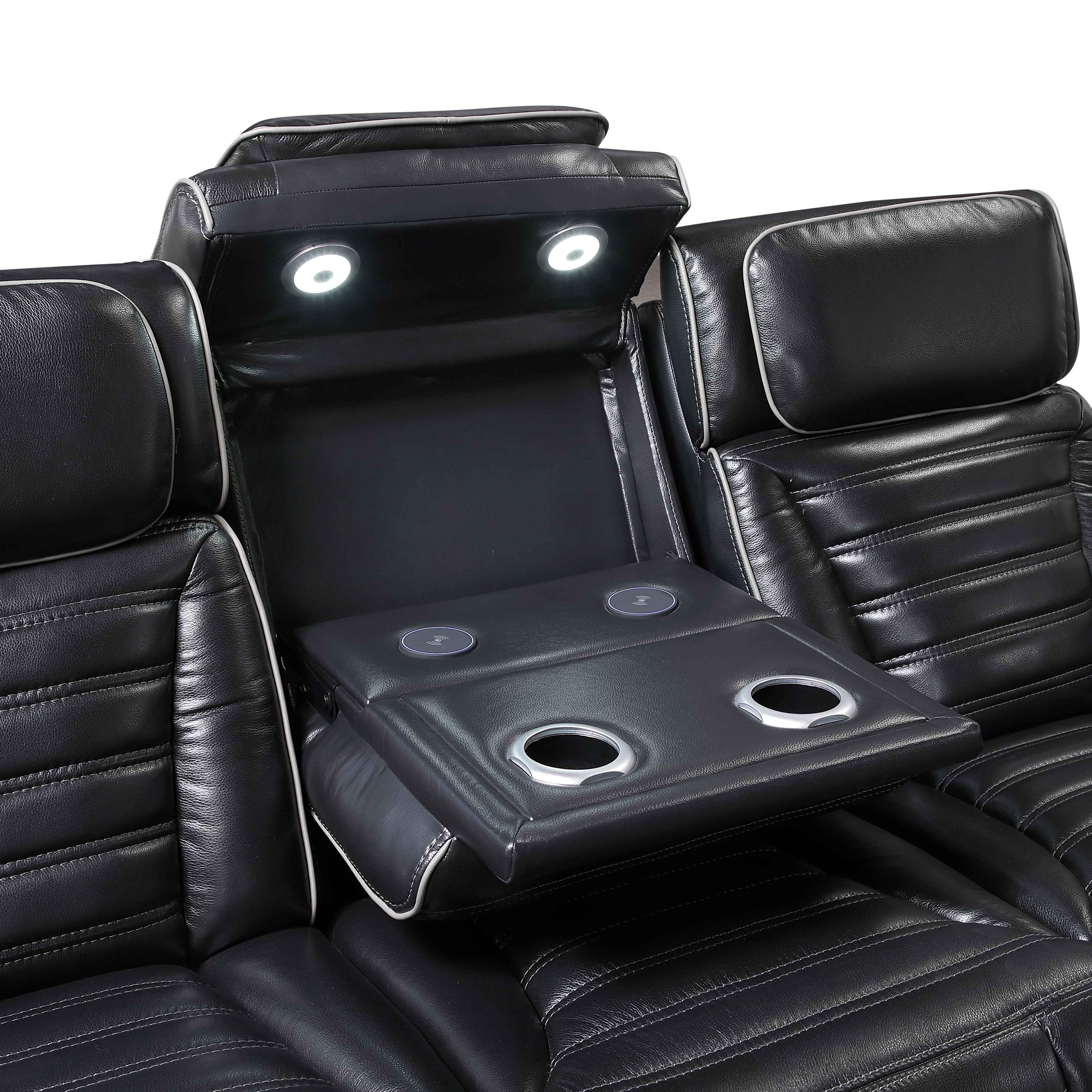 Cyber Black Power Double Reclining Sofa with Center Drop-Down - Image 5