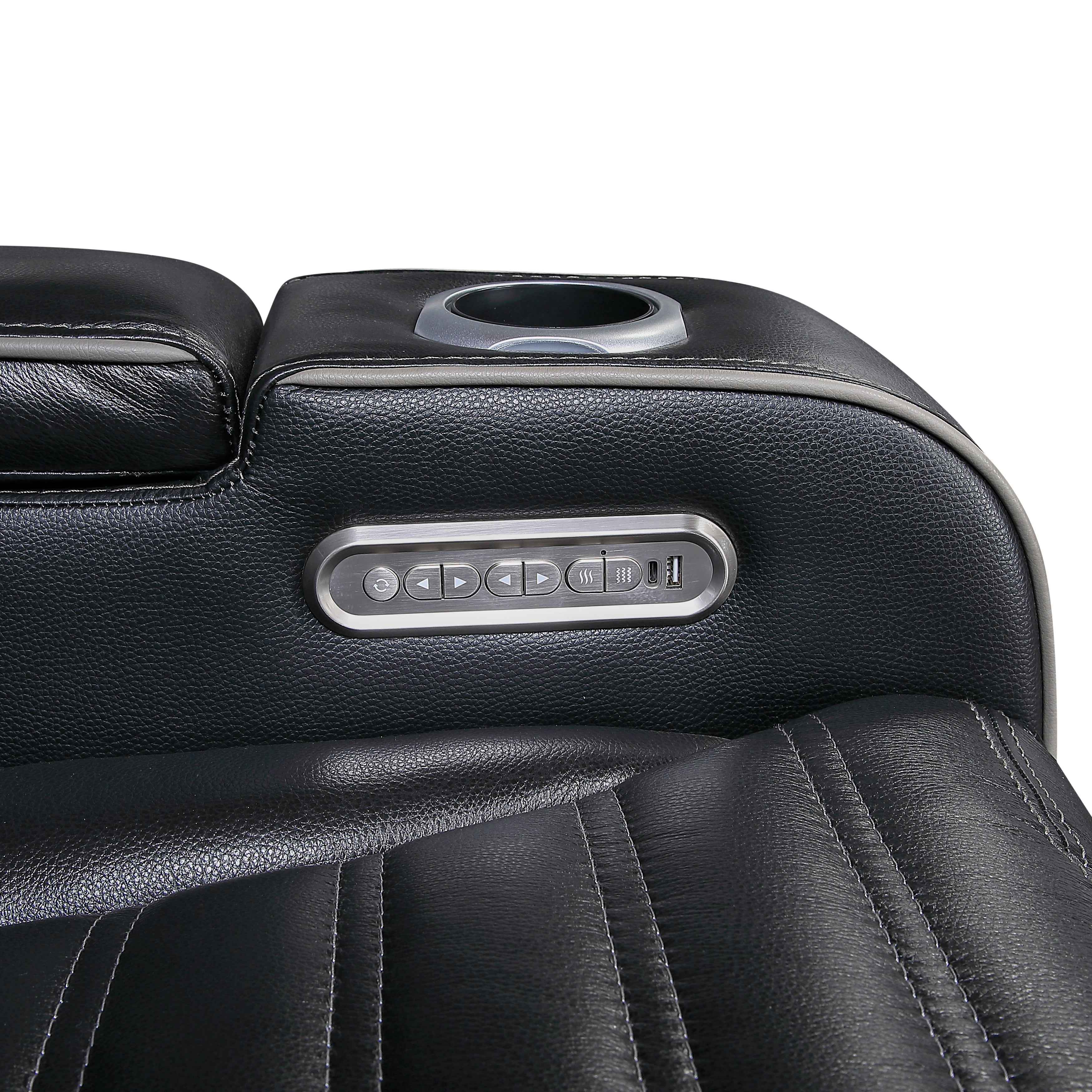 Cyber Black Power Double Reclining Sofa with Center Drop-Down - Image 6