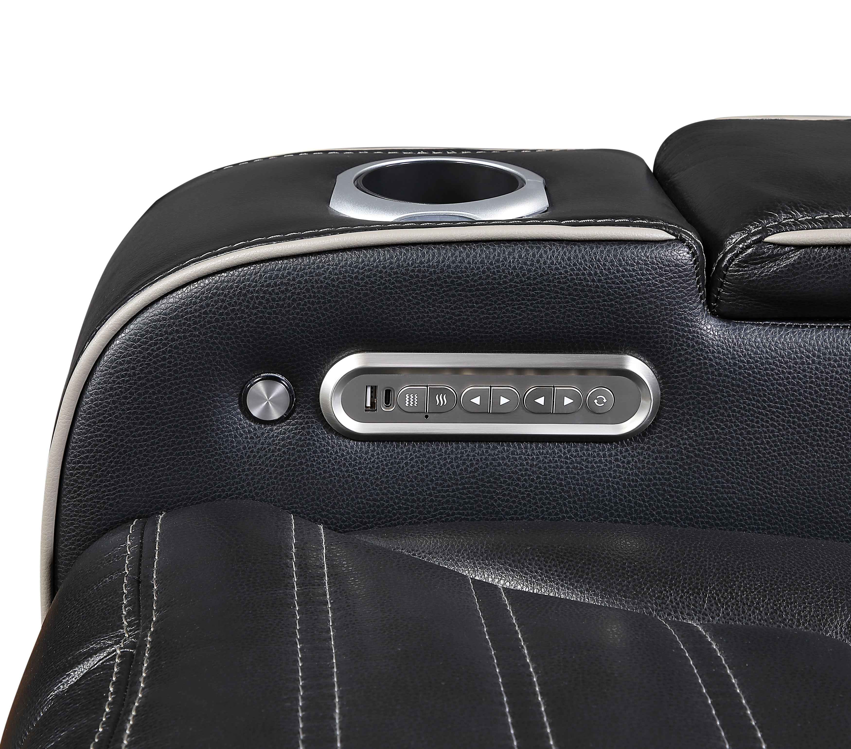 Cyber Black Power Double Reclining Sofa with Center Drop-Down - Image 7
