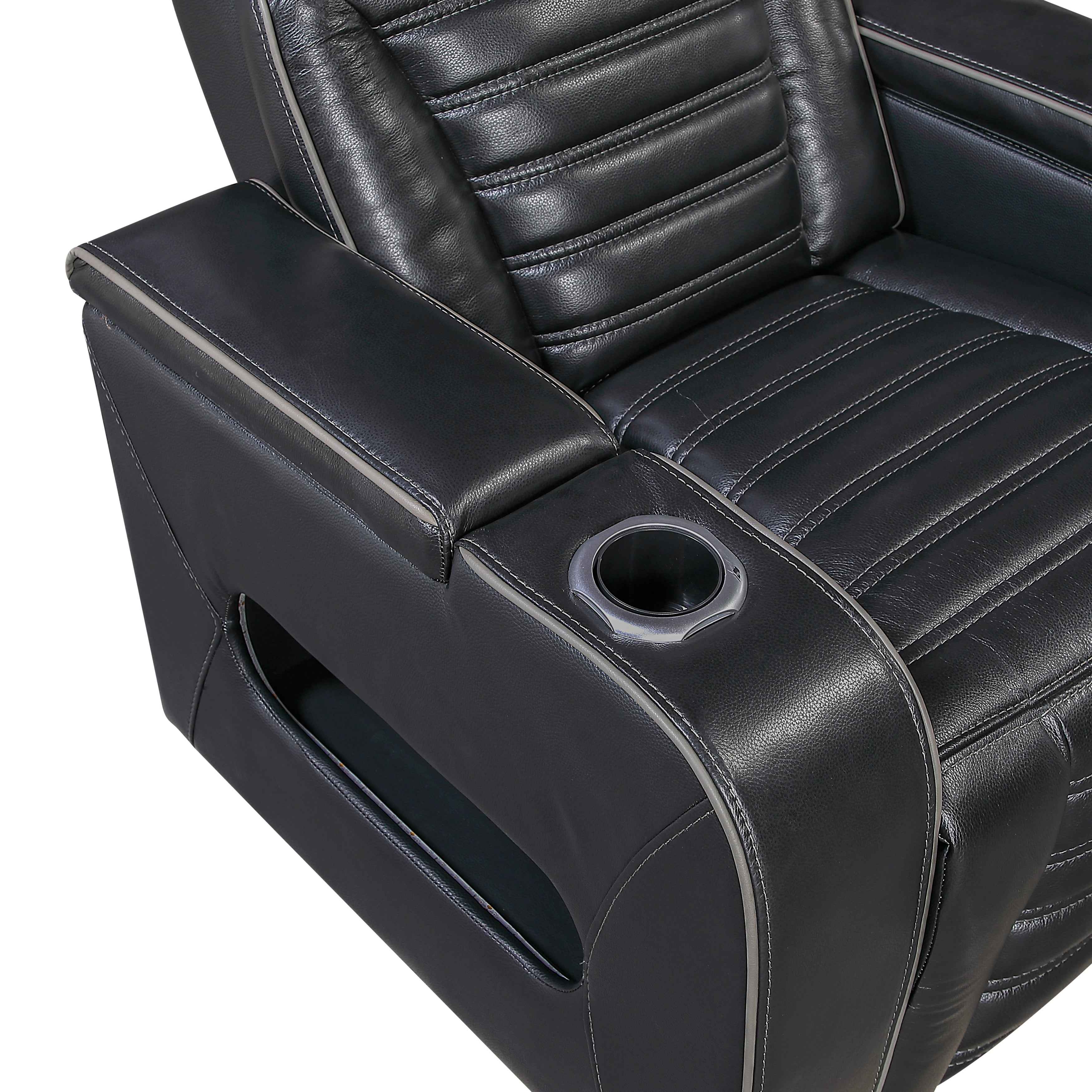 Cyber Black Power Double Reclining Sofa with Center Drop-Down - Image 9