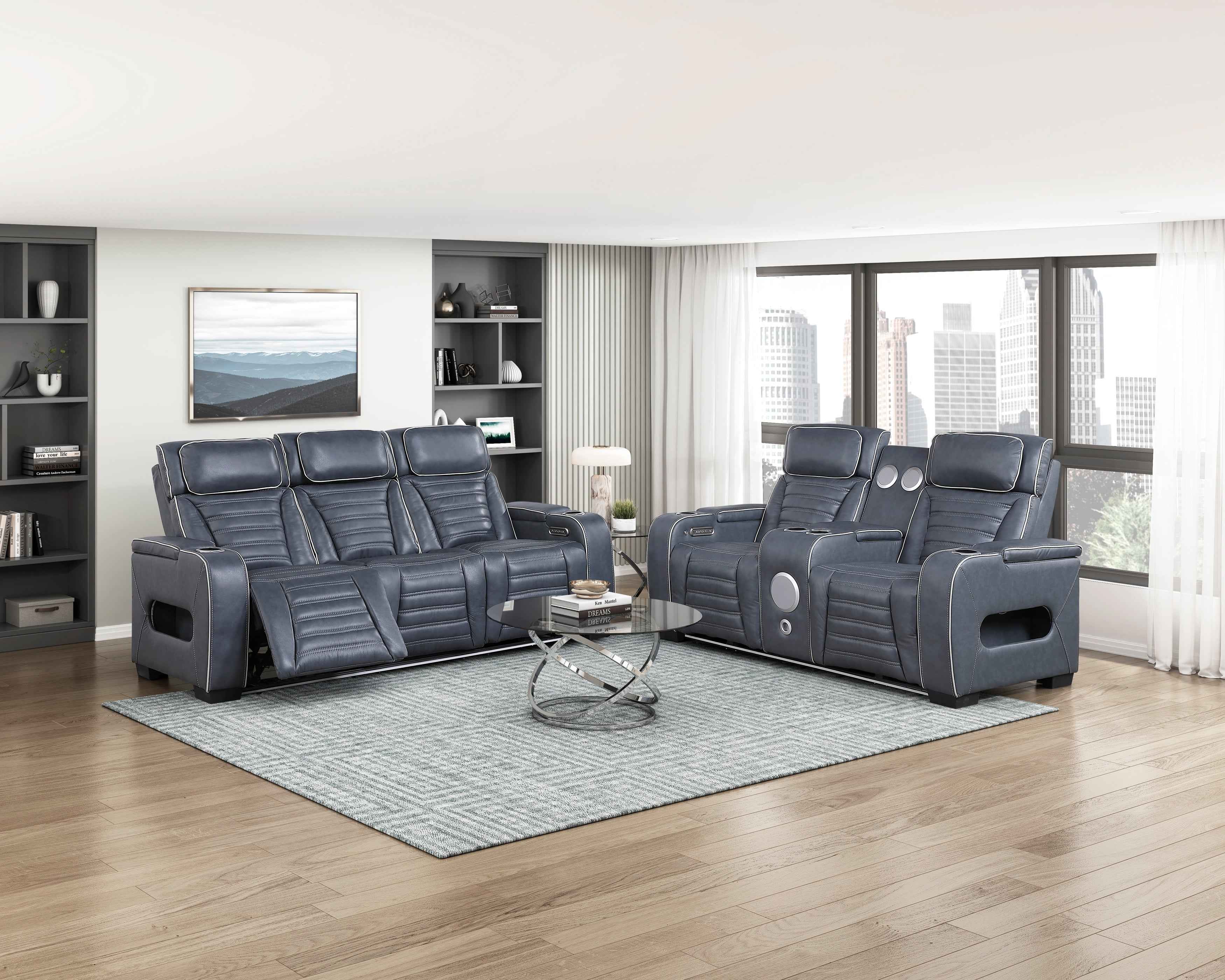 Cyber Blue Power Double Reclining Loveseat with Center Console - Image 14
