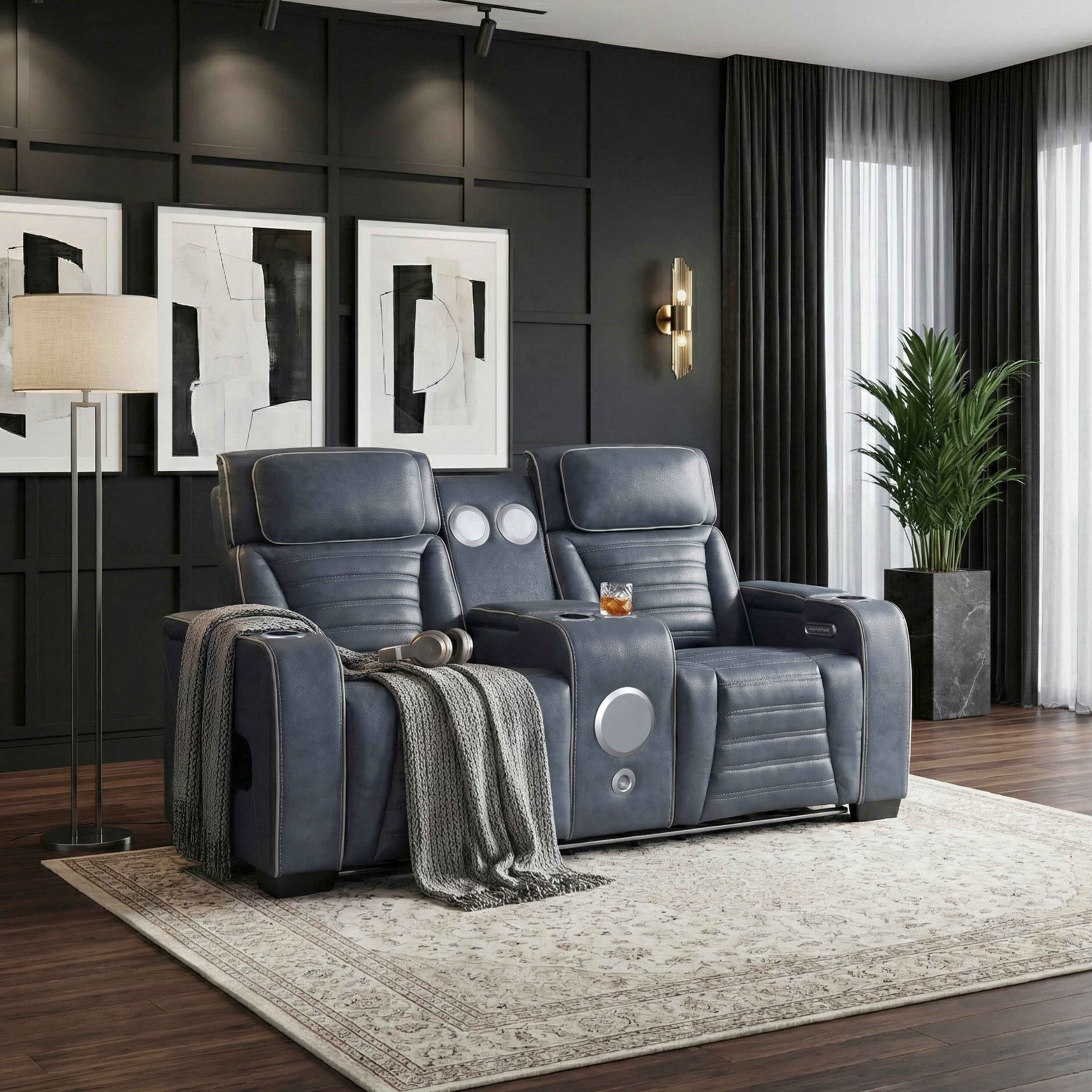 Cyber Blue Power Double Reclining Loveseat with Center Console - Image 18