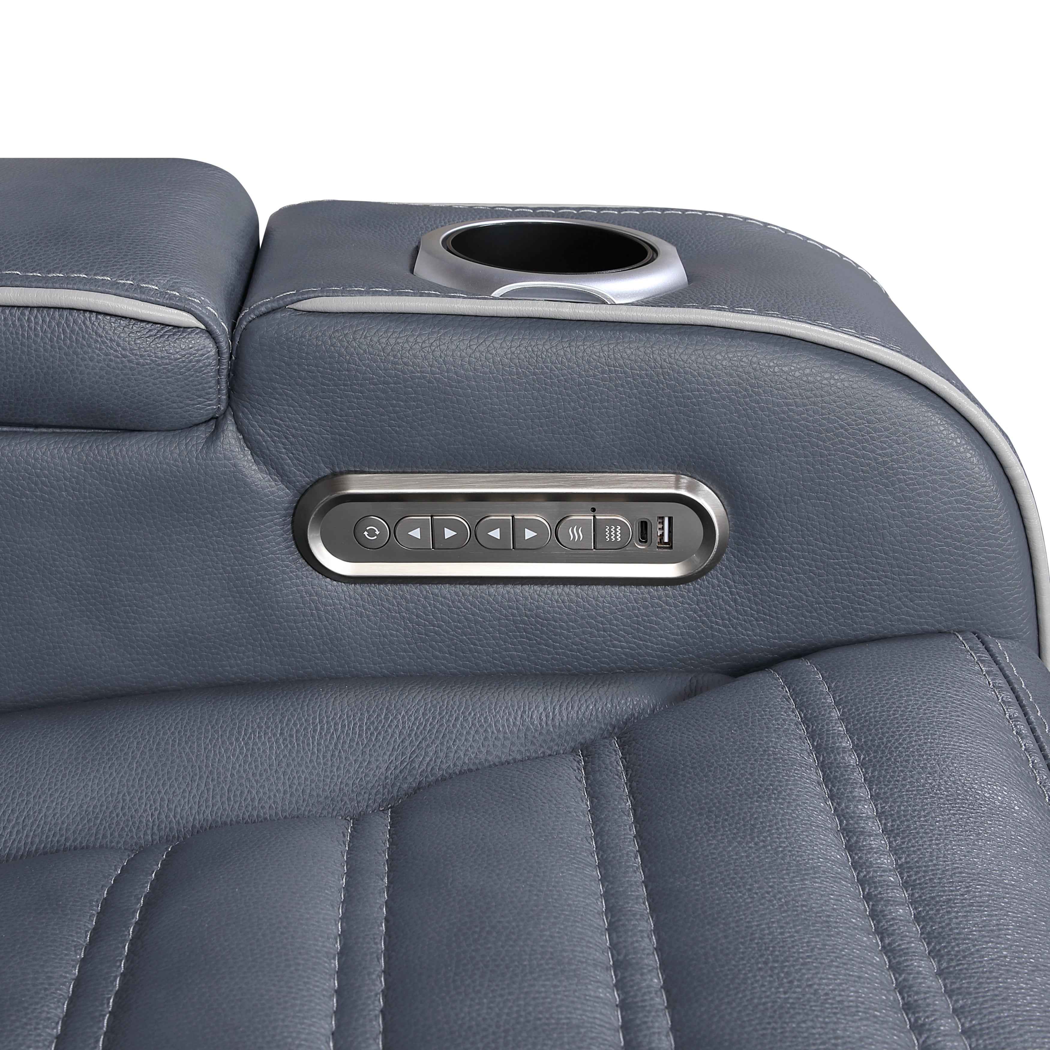 Cyber Blue Power Double Reclining Loveseat with Center Console - Image 8