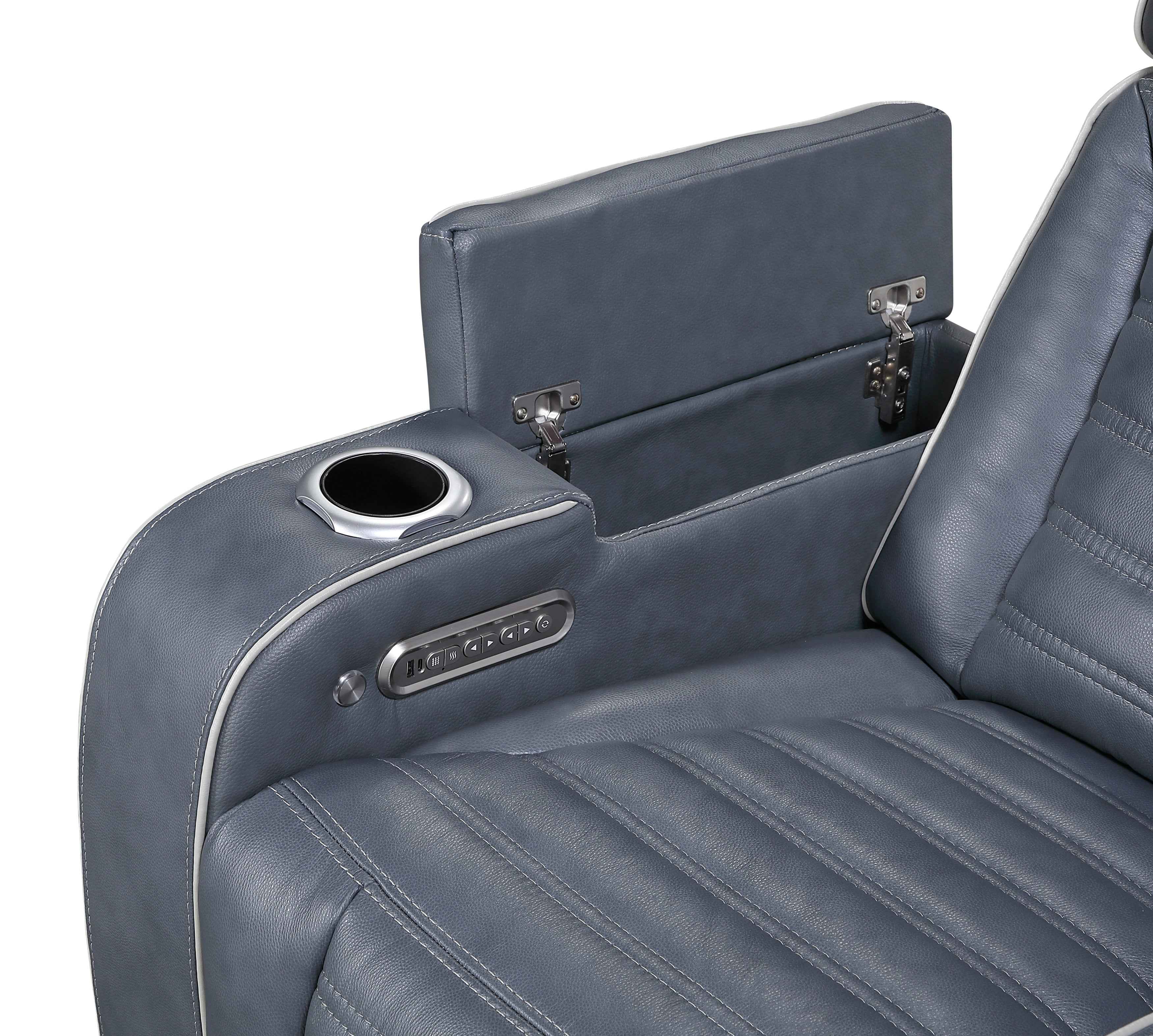 Cyber Blue Power Double Reclining Sofa with Center Drop-Down - Image 10