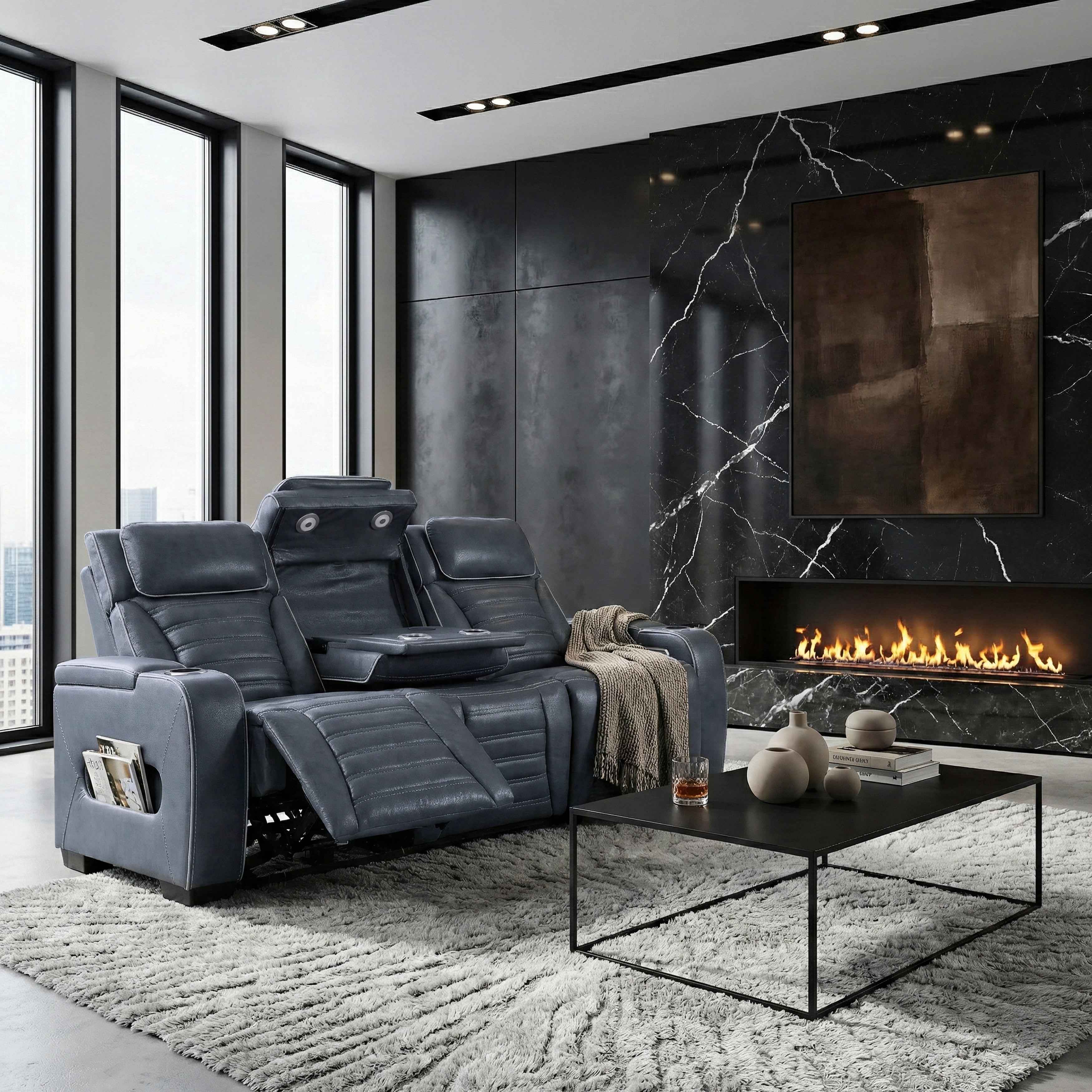 Cyber Blue Power Double Reclining Sofa with Center Drop-Down - Image 20
