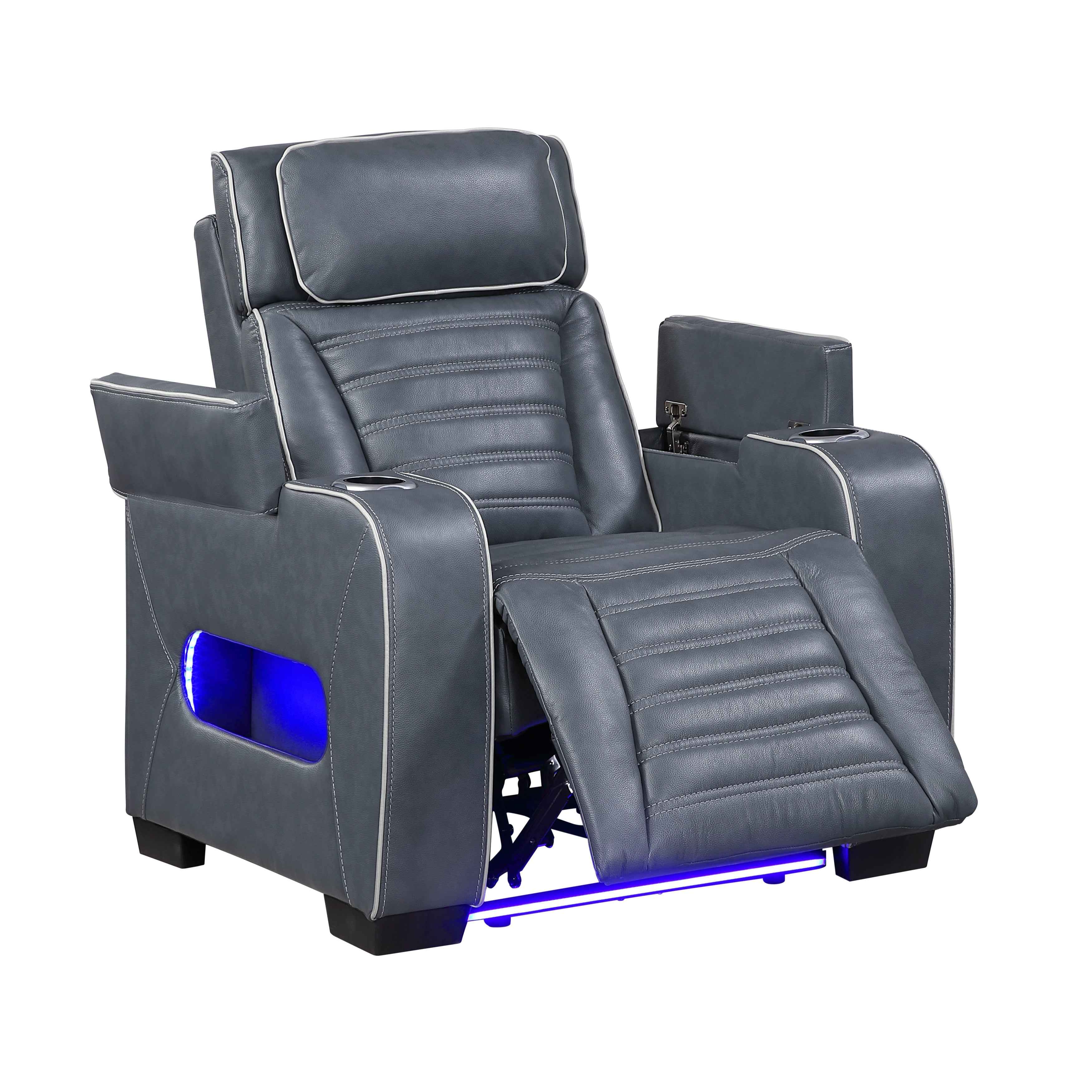 Cyber Blue Power Reclining Chair with Power Headrest - Image 6