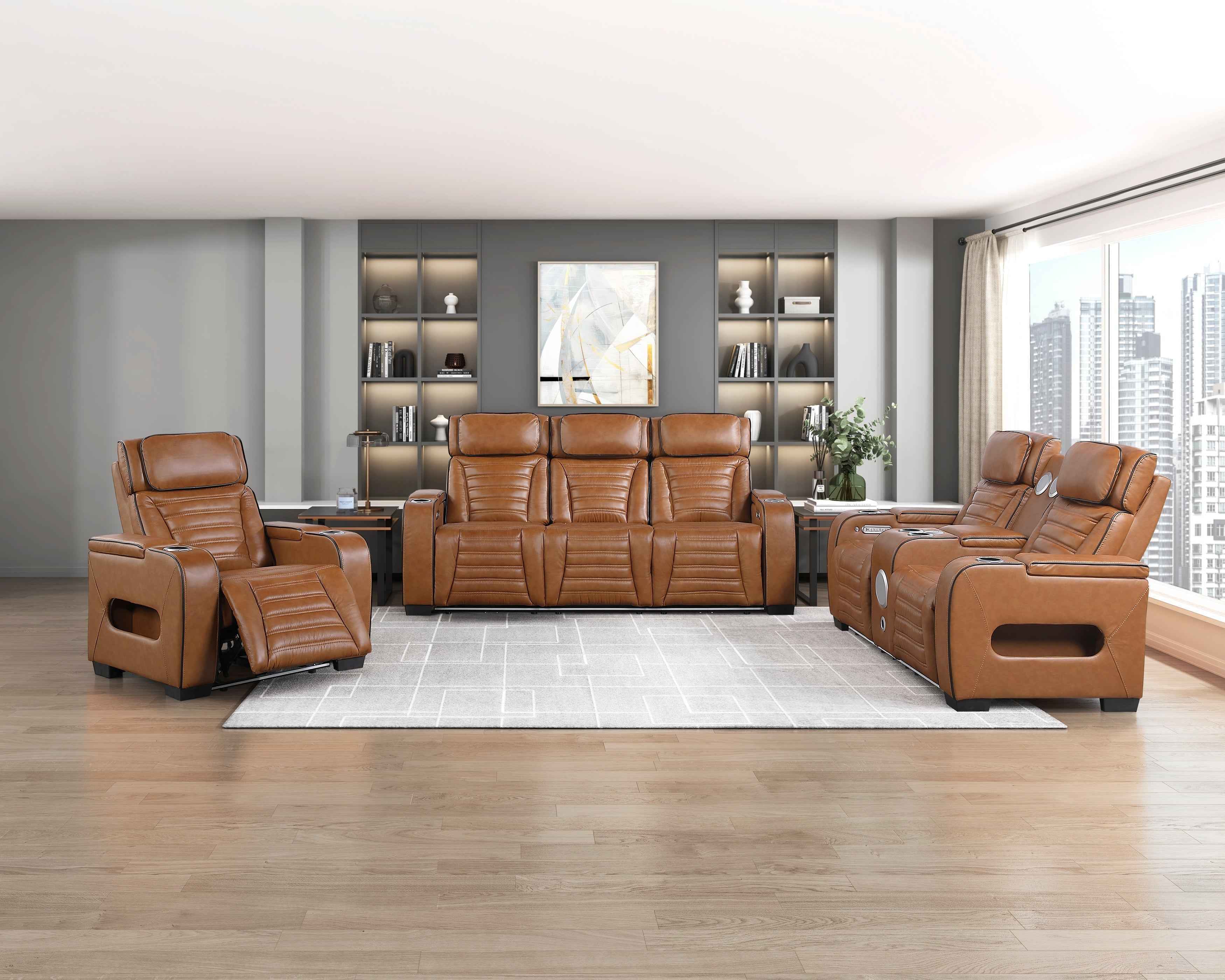 Cyber Brown 3-Piece Power Reclining Living Room Set