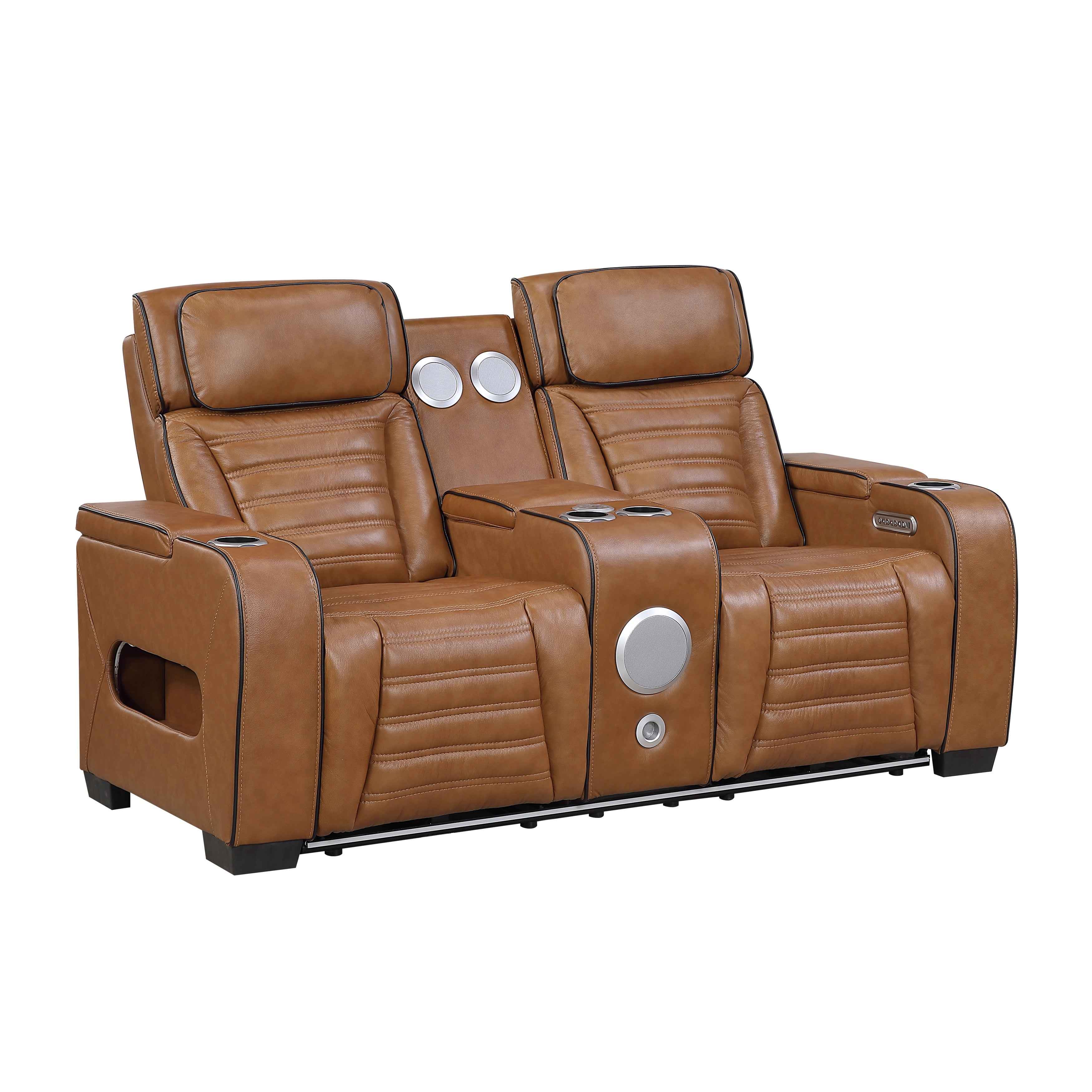 Cyber Brown Power Double Reclining Loveseat with Center Console - Image 2