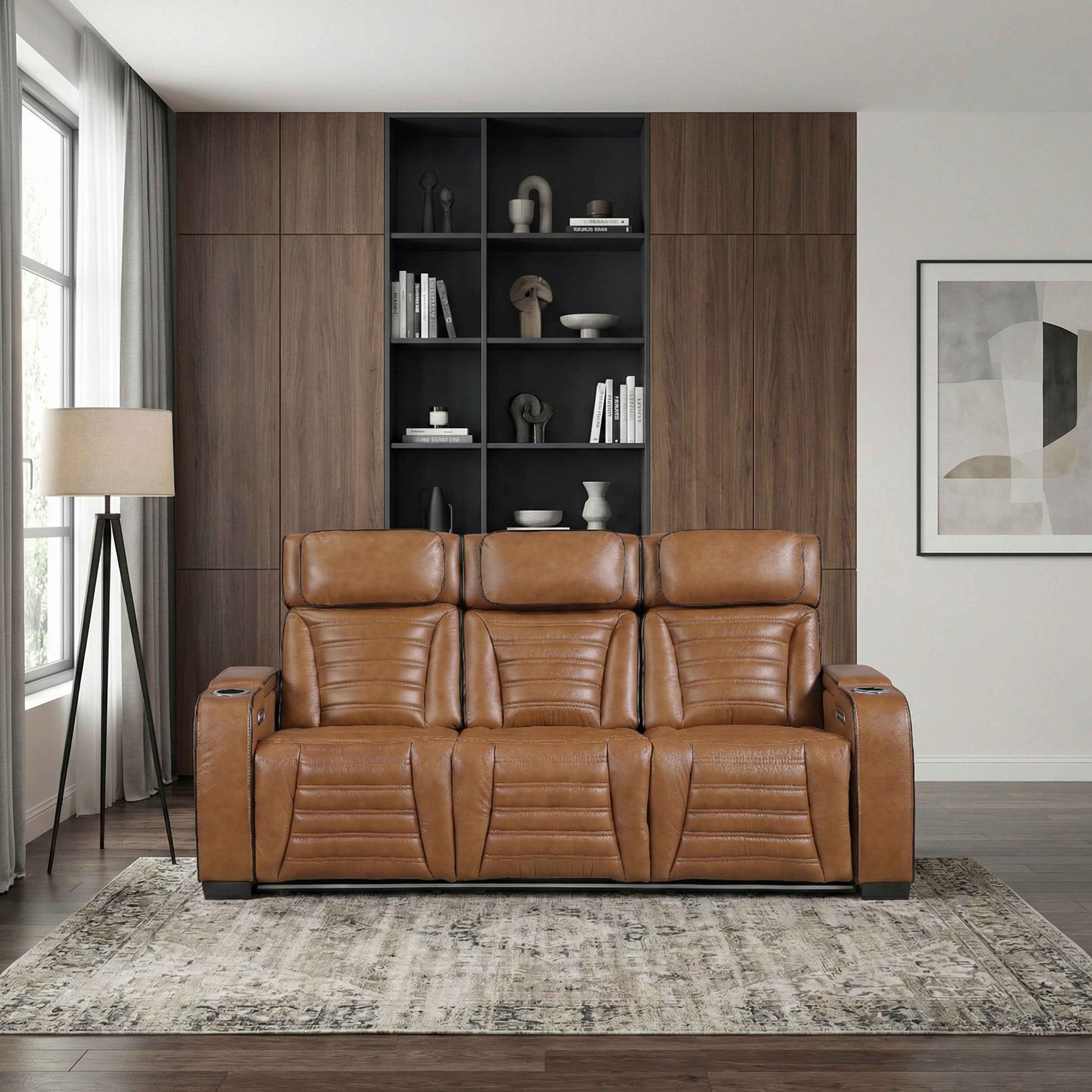 Cyber Brown Power Double Reclining Sofa with Center Console - Image 19