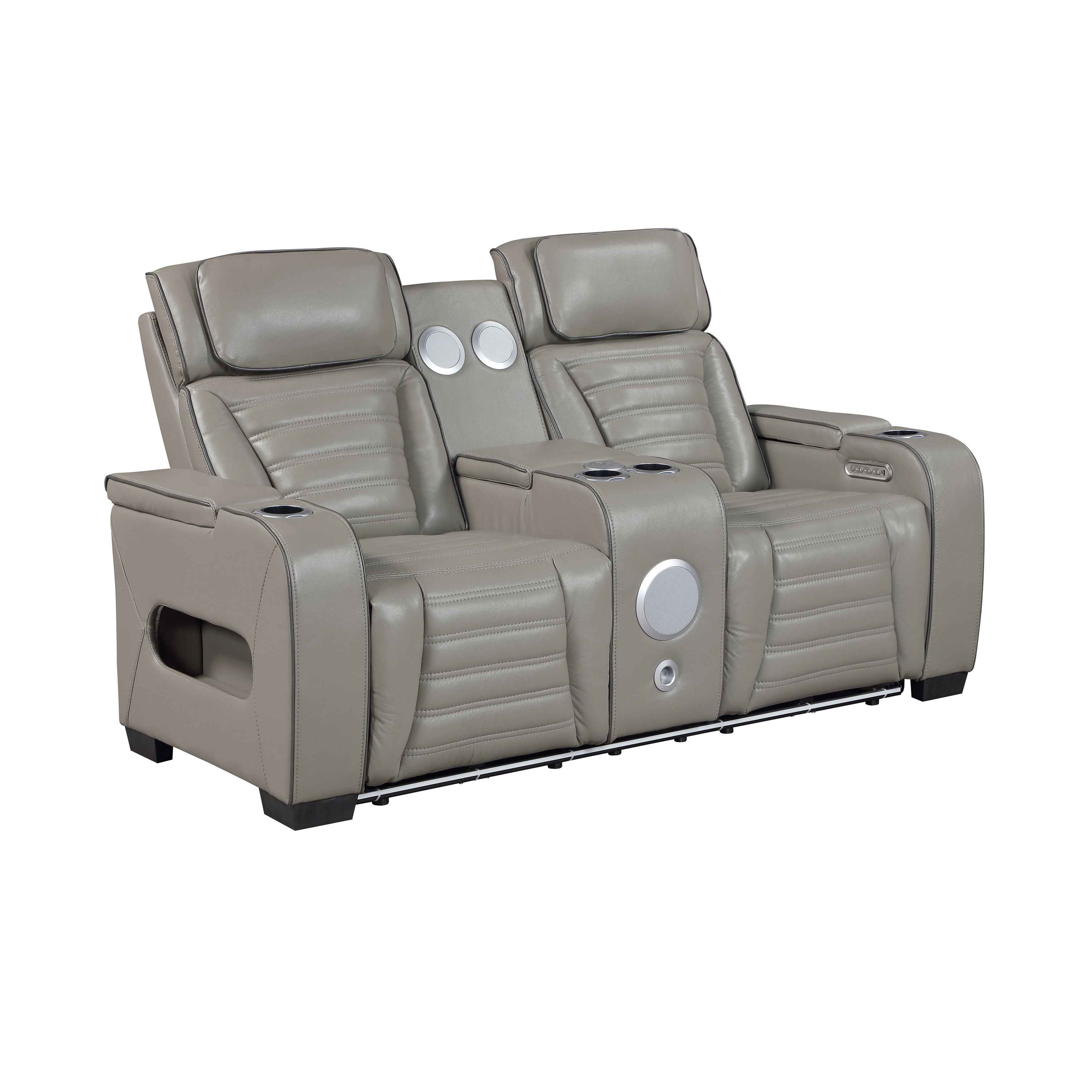 Cyber Gray Power Double Reclining Loveseat with Center Console - Image 2