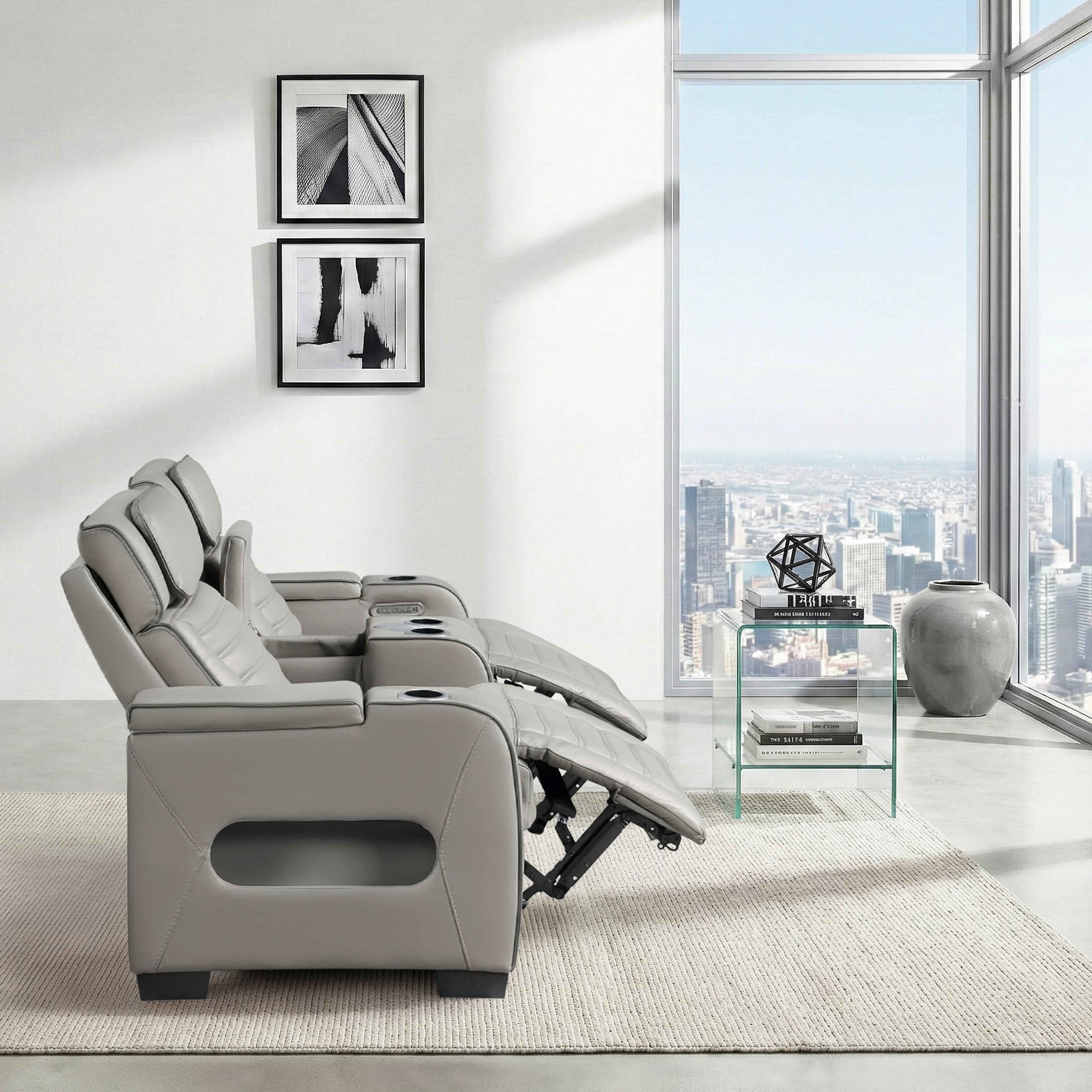 Cyber Gray Power Double Reclining Loveseat with Center Console - Image 23
