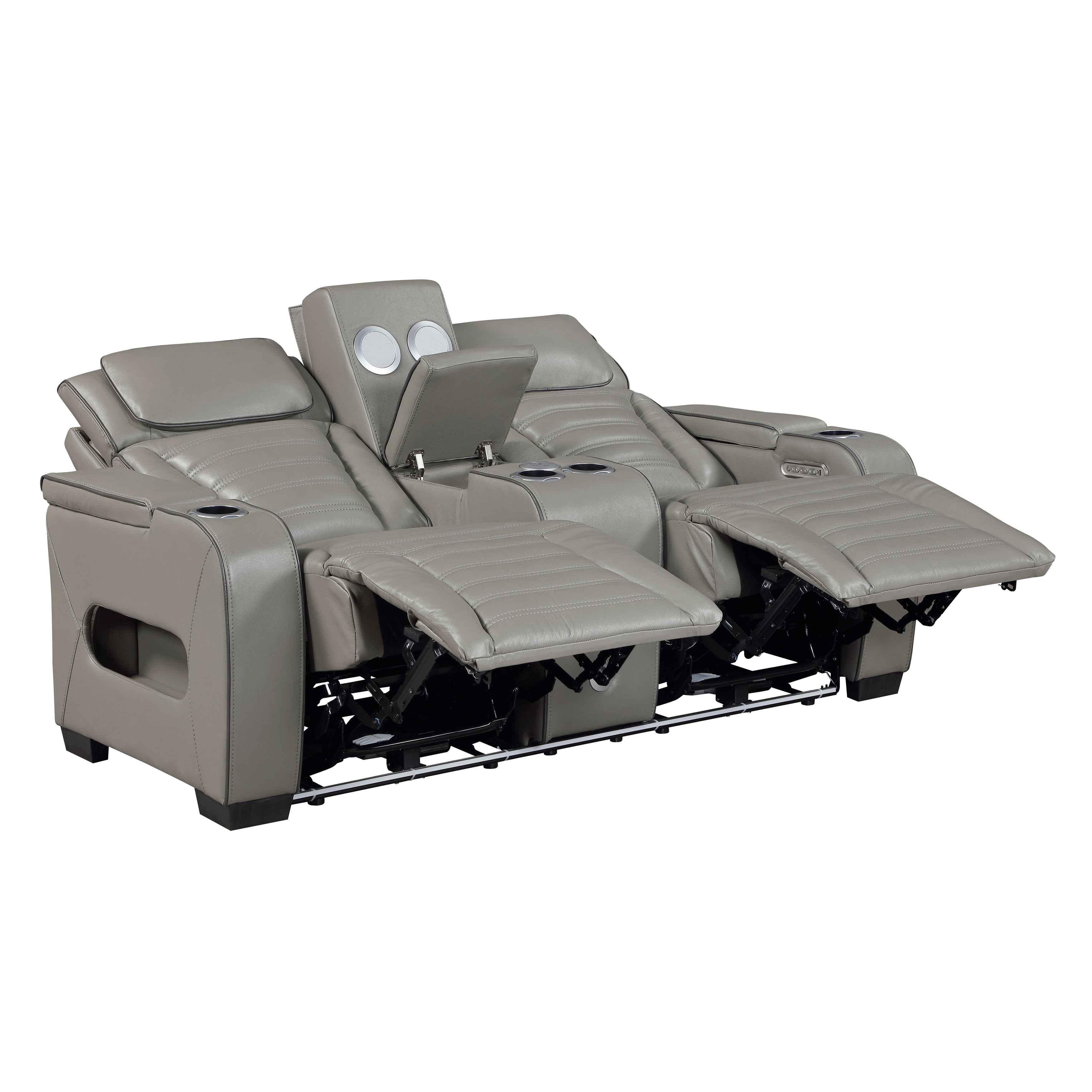 Cyber Gray Power Double Reclining Loveseat with Center Console - Image 5