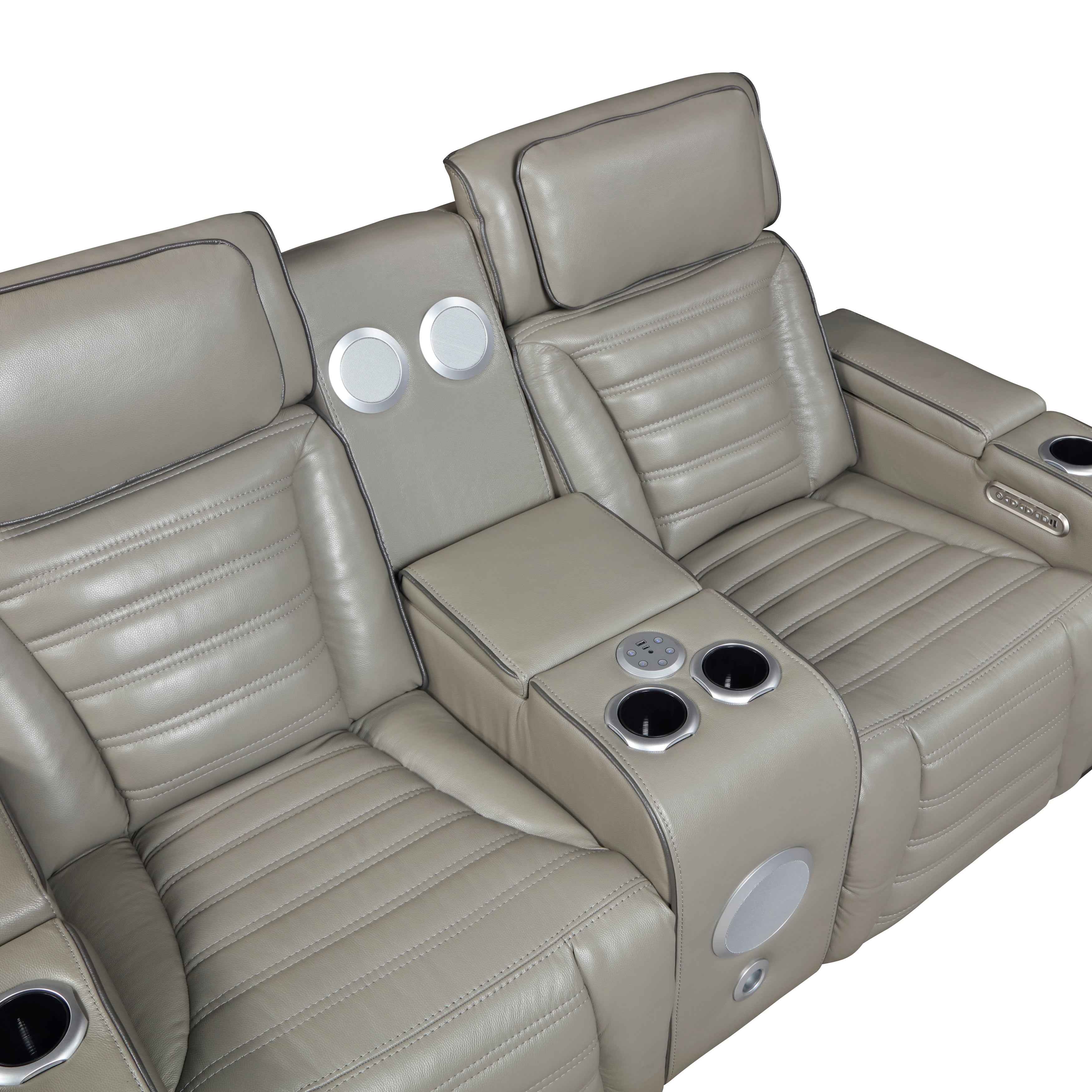 Cyber Gray Power Double Reclining Loveseat with Center Console - Image 7