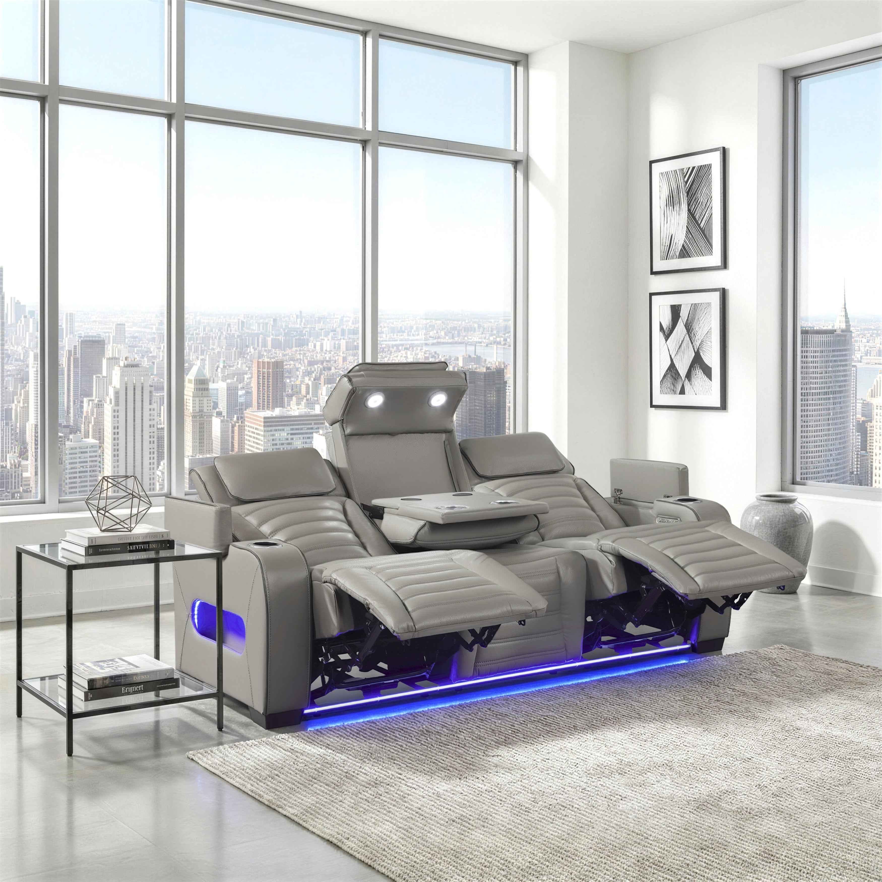 Cyber Gray Power Double Reclining Sofa with Center Drop-Down - Image 20