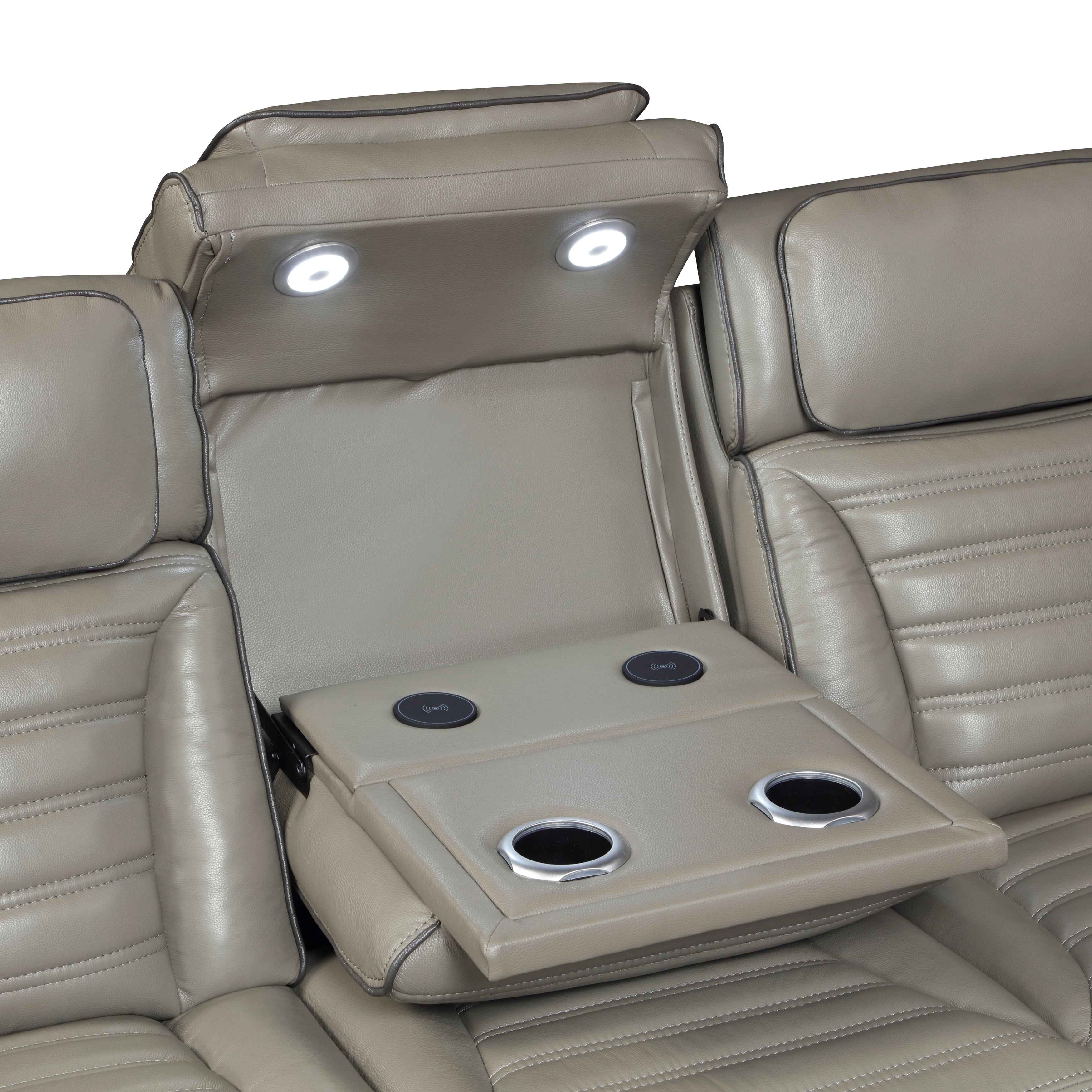 Cyber Gray Power Double Reclining Sofa with Center Drop-Down - Image 7