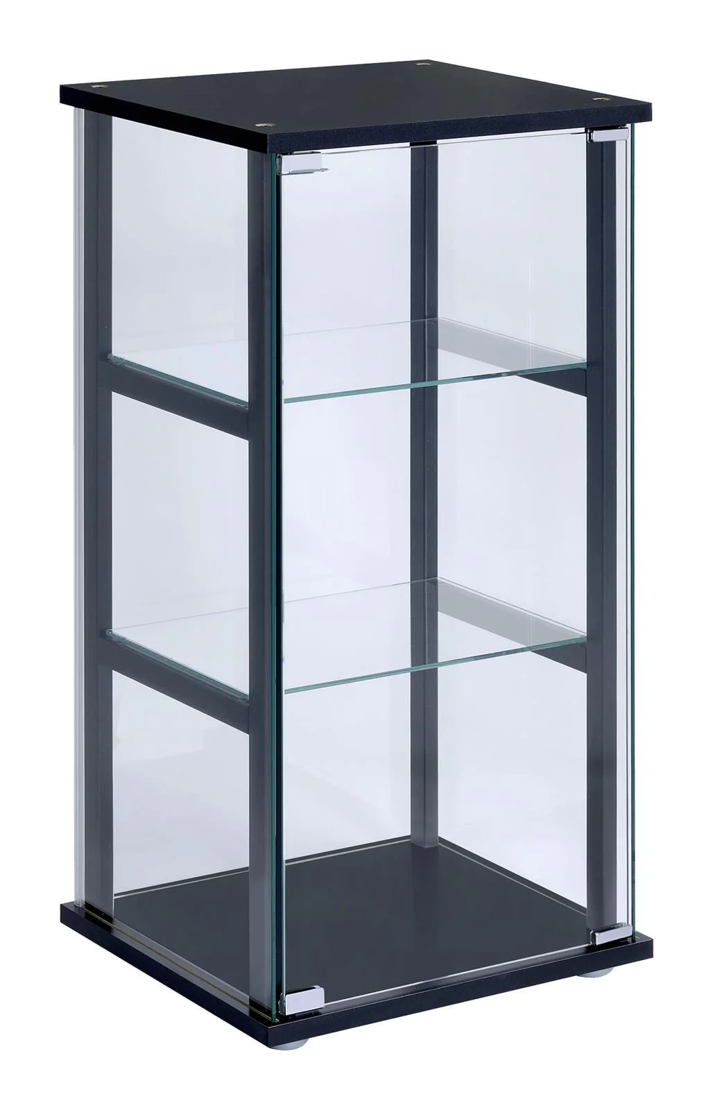 Cyclamen Black/Clear 3-Shelf Glass Curio Cabinet - Image 2