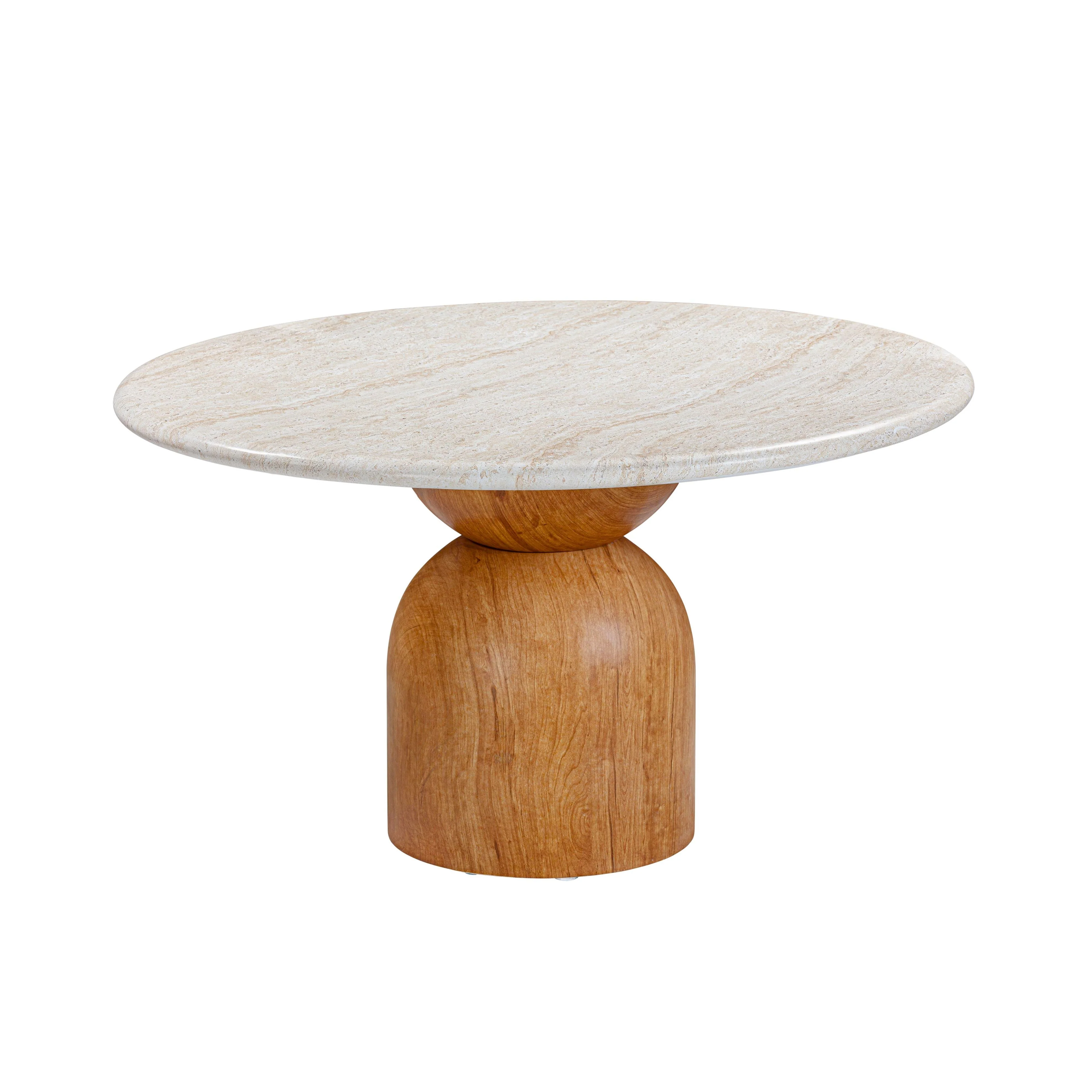 Cynthia 54" Faux Travertine Indoor/Outdoor Concrete Round Dining Table - Image 3