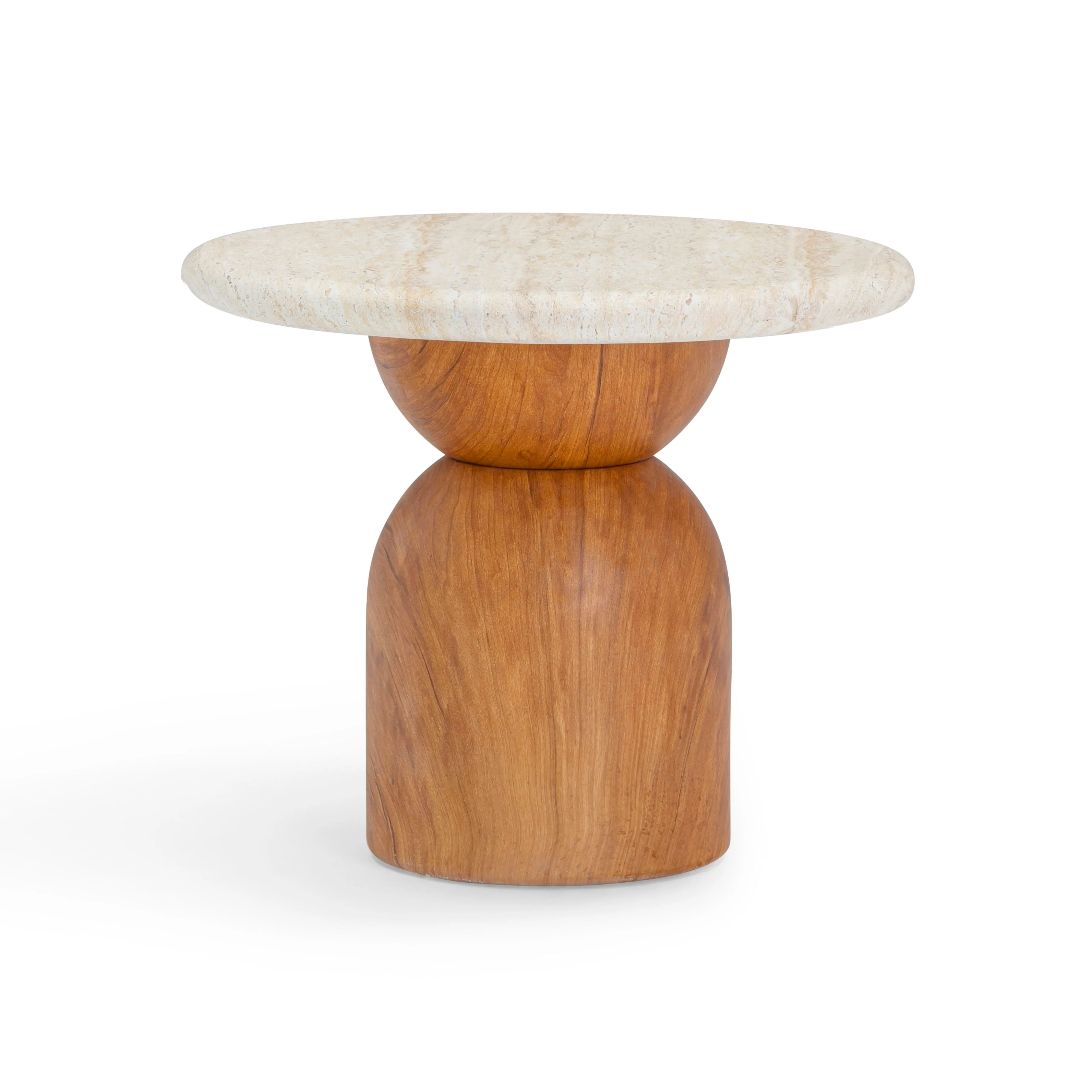 Cynthia Faux Travertine Concrete Indoor/Outdoor Side Table - Image 3