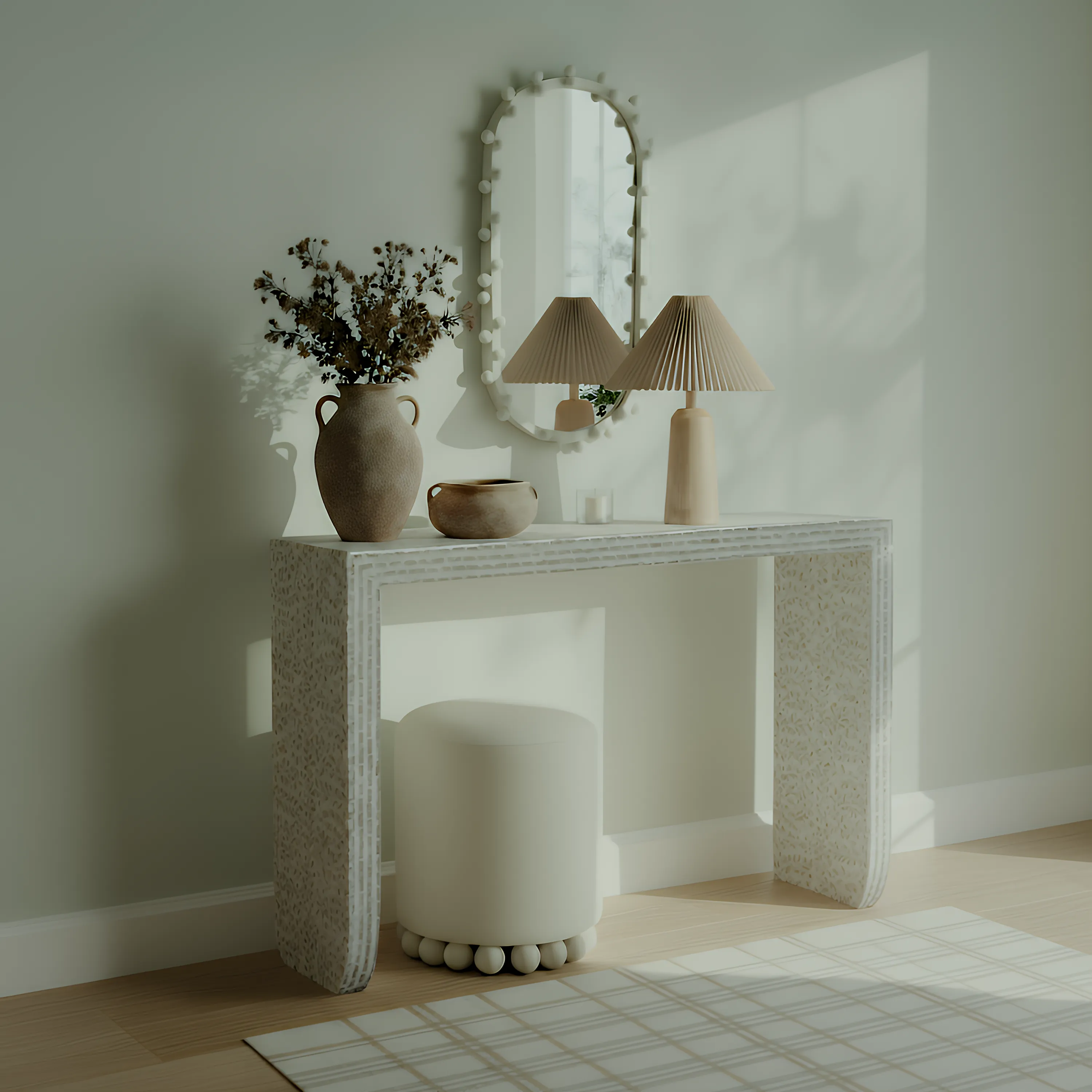 Cyprus 47" Cream Capiz Shell Console Table - Image 2
