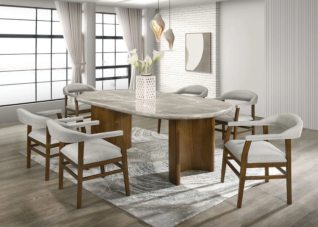 Cyra Marble Top 7-Piece Dining Room Set