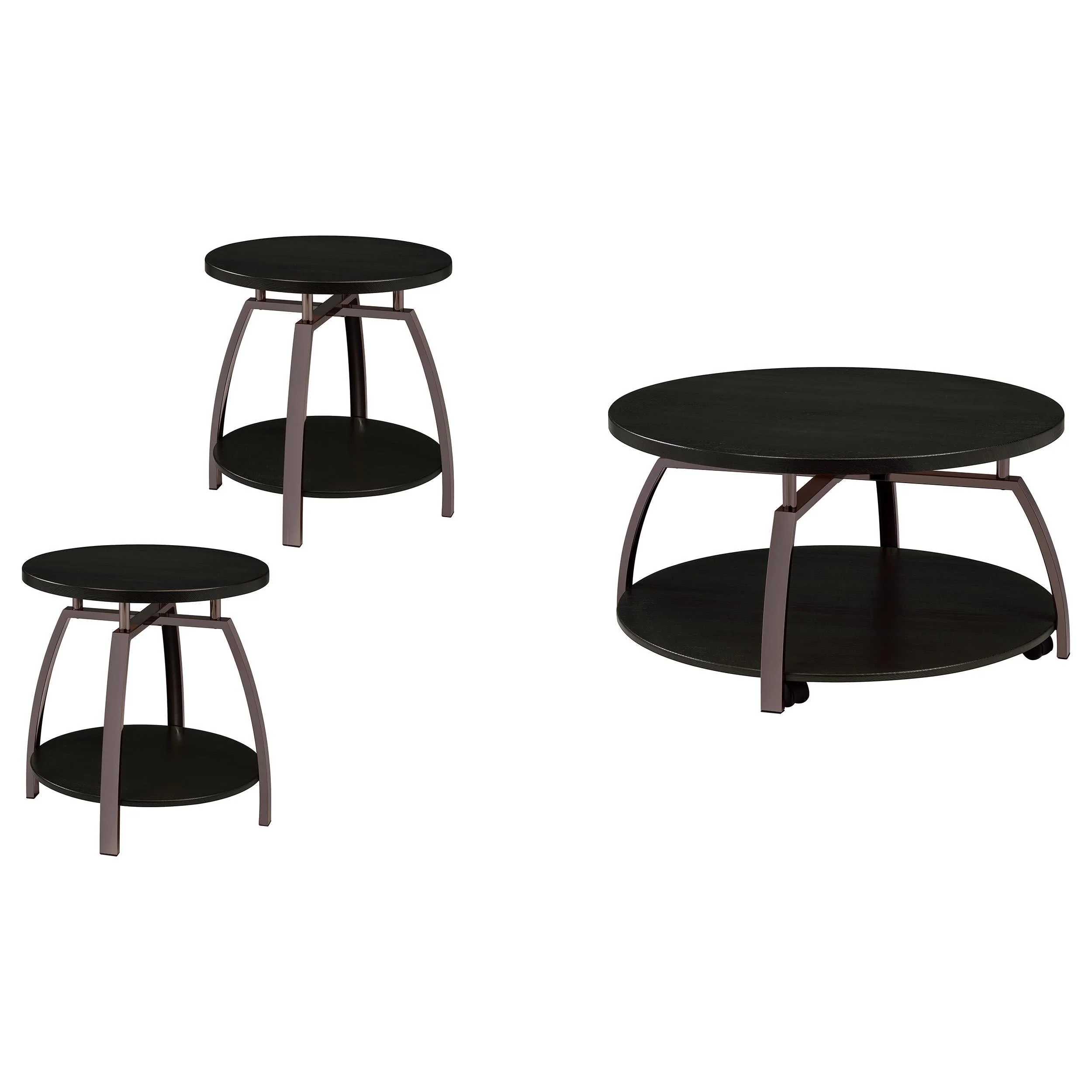 Dacre Dark Charcoal 3-Piece Round Coffee and End Table Set - Image 2