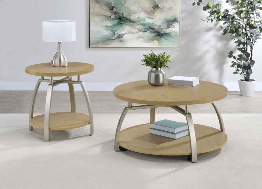 Dacre Greige Round Engineered Wood Top Coffee Table - Image 11