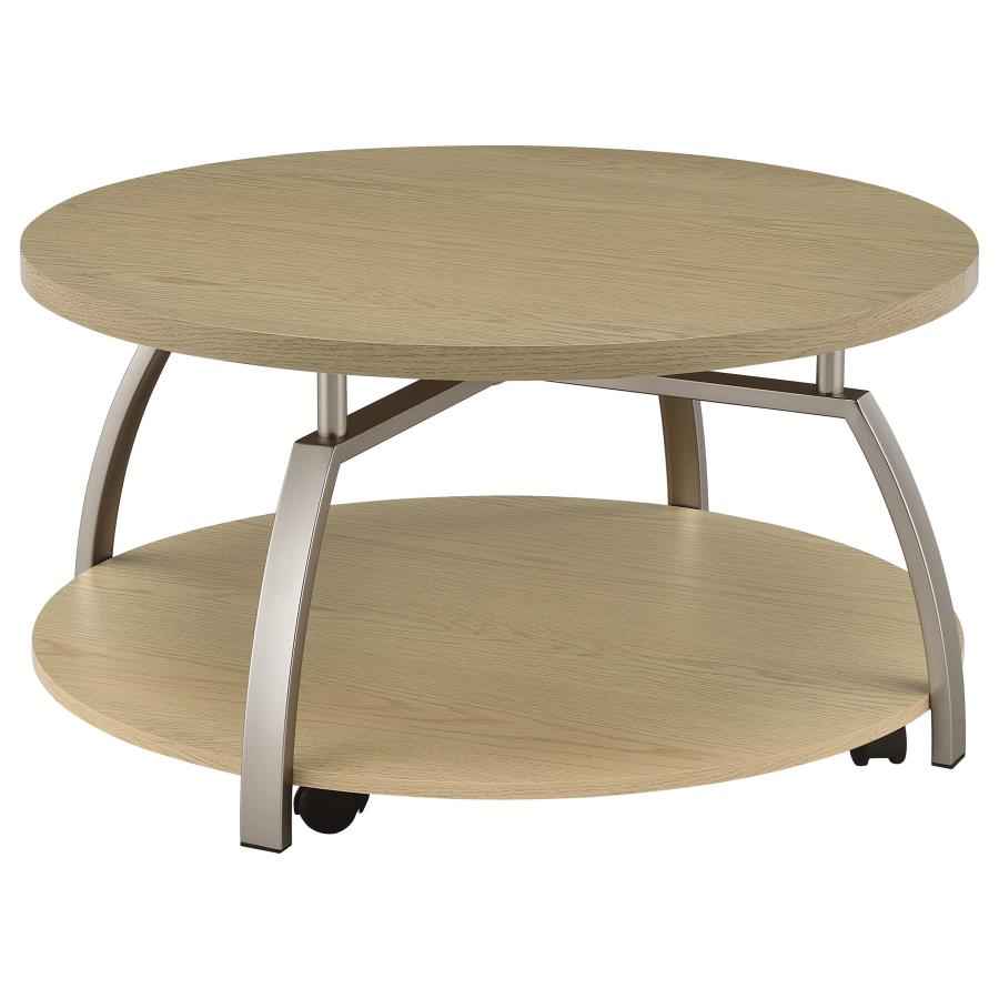 Dacre Greige Round Engineered Wood Top Coffee Table - Image 5