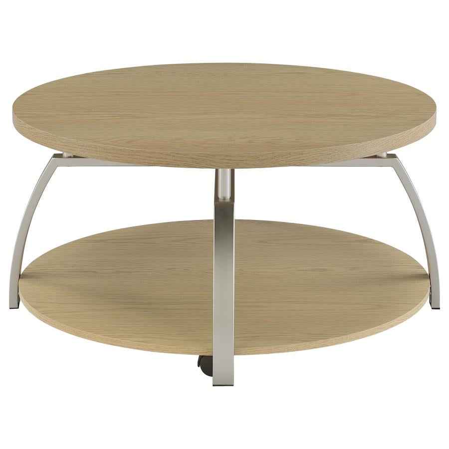 Dacre Greige Round Engineered Wood Top Coffee Table - Image 7