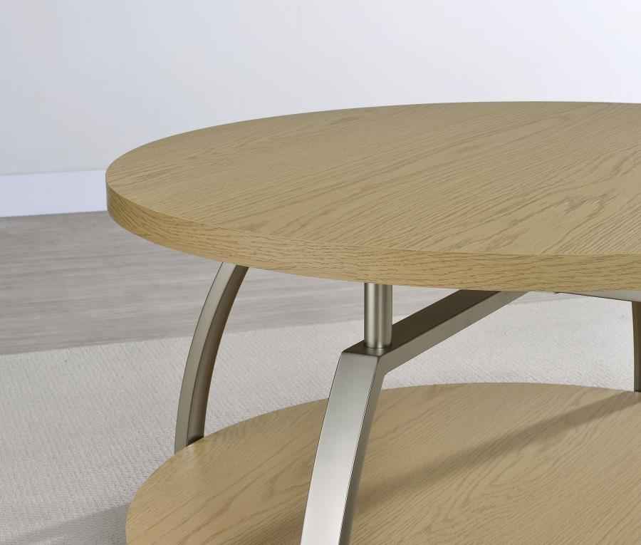 Dacre Greige Round Engineered Wood Top Coffee Table - Image 8