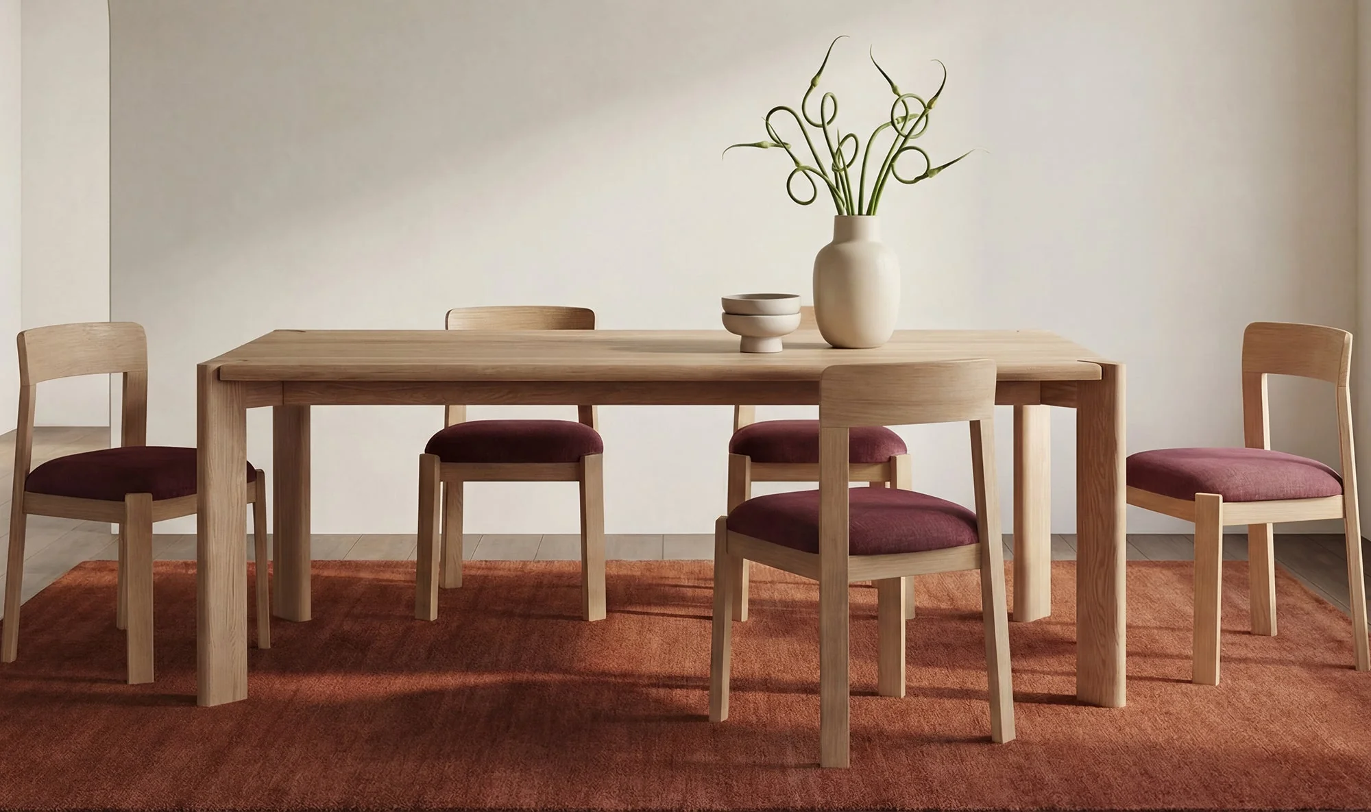 Daifuku Large Dining Table Brushed Natural Oak - Image 4