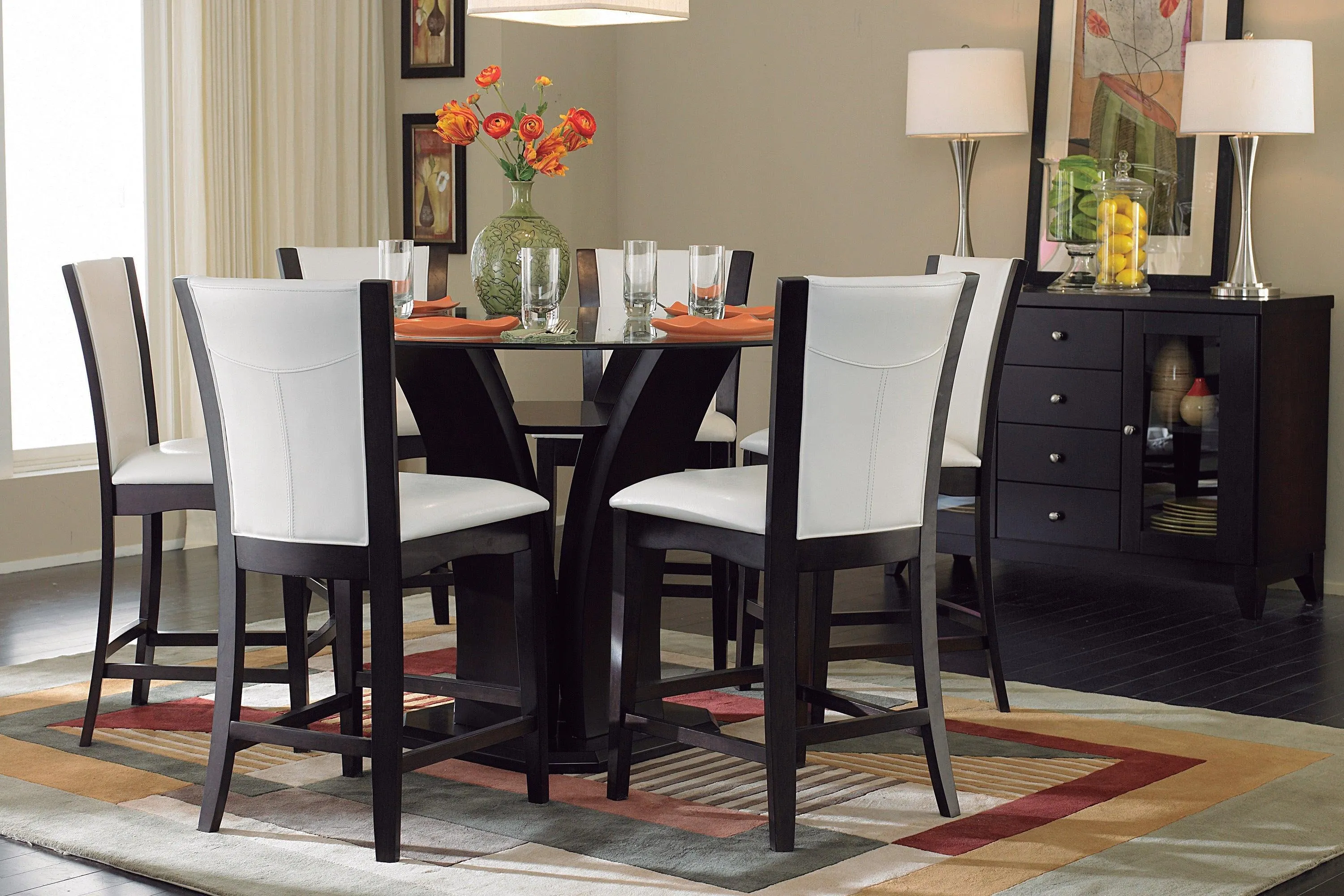 Daisy Dark Brown Glass-Top 48" Round Counter Height Table - Image 5