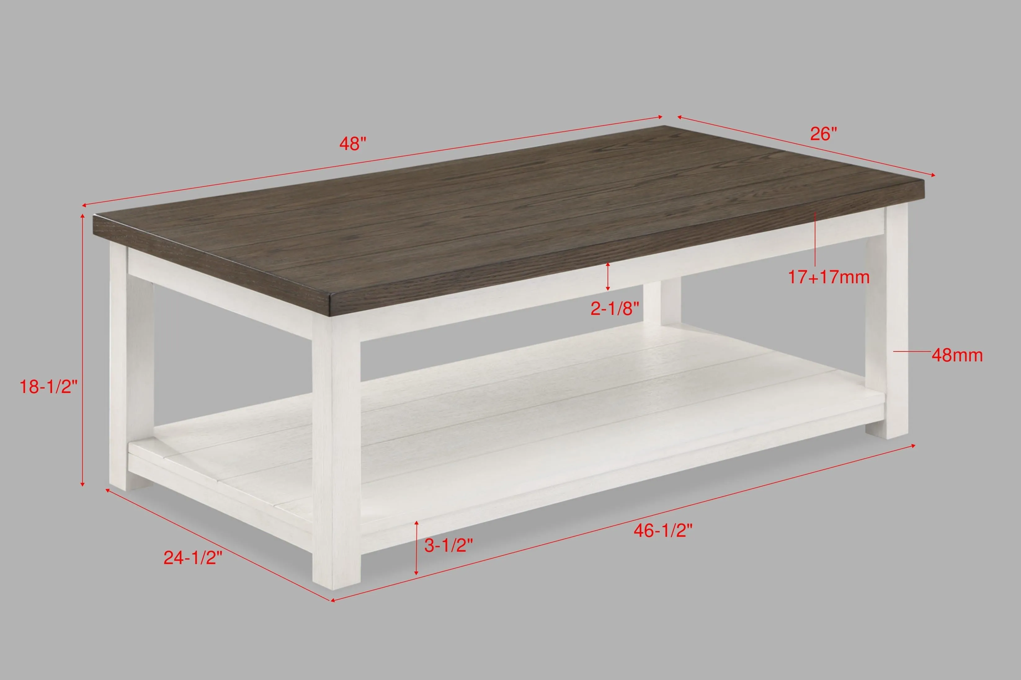 Dakota Chalk White Coffee Table with Casters - Image 4