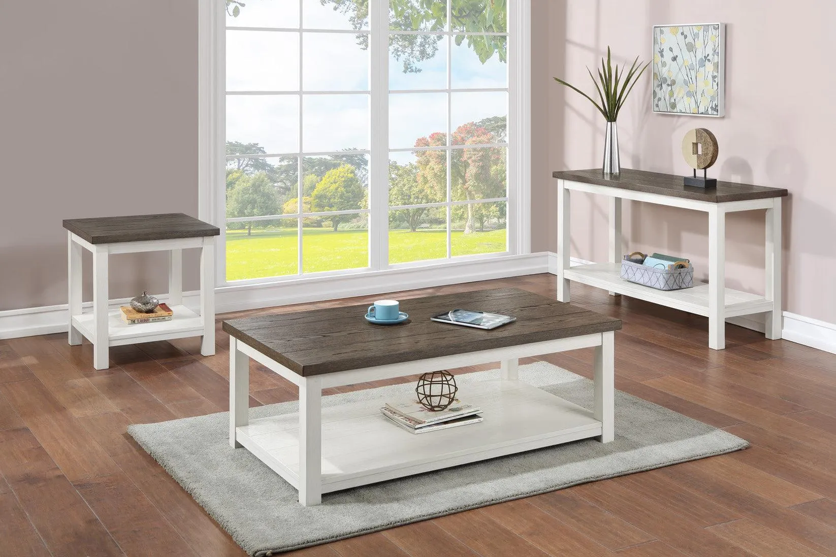 Dakota Chalk White Coffee Table with Casters - Image 5