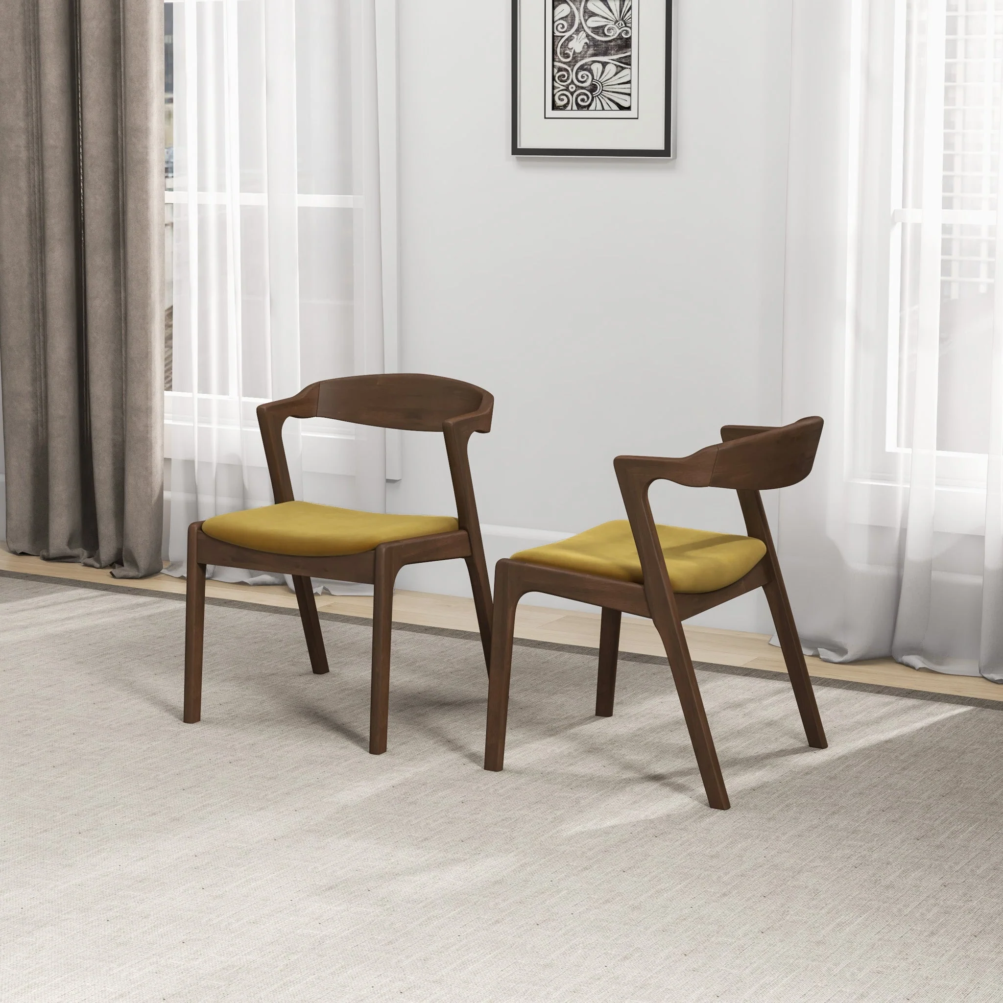 Dakota Dark Yellow Velvet Dining Chair (Set Of 2) - Image 3