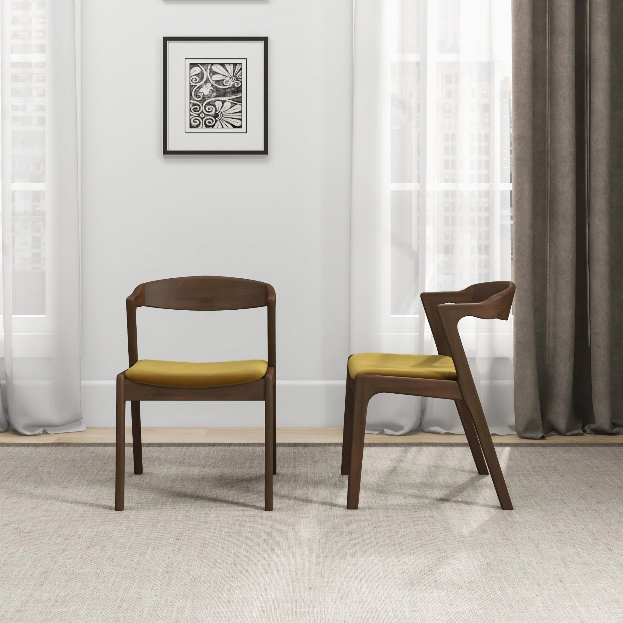 Dakota Dark Yellow Velvet Dining Chair (Set Of 2) - Image 4