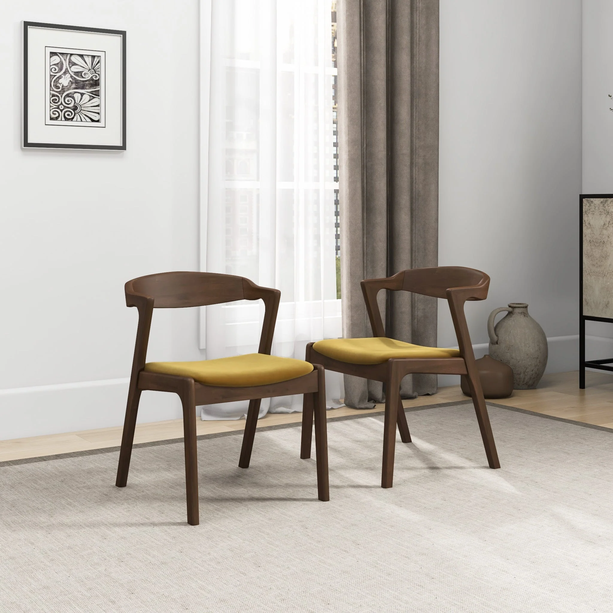Dakota Dark Yellow Velvet Dining Chair (Set Of 2) - Image 5