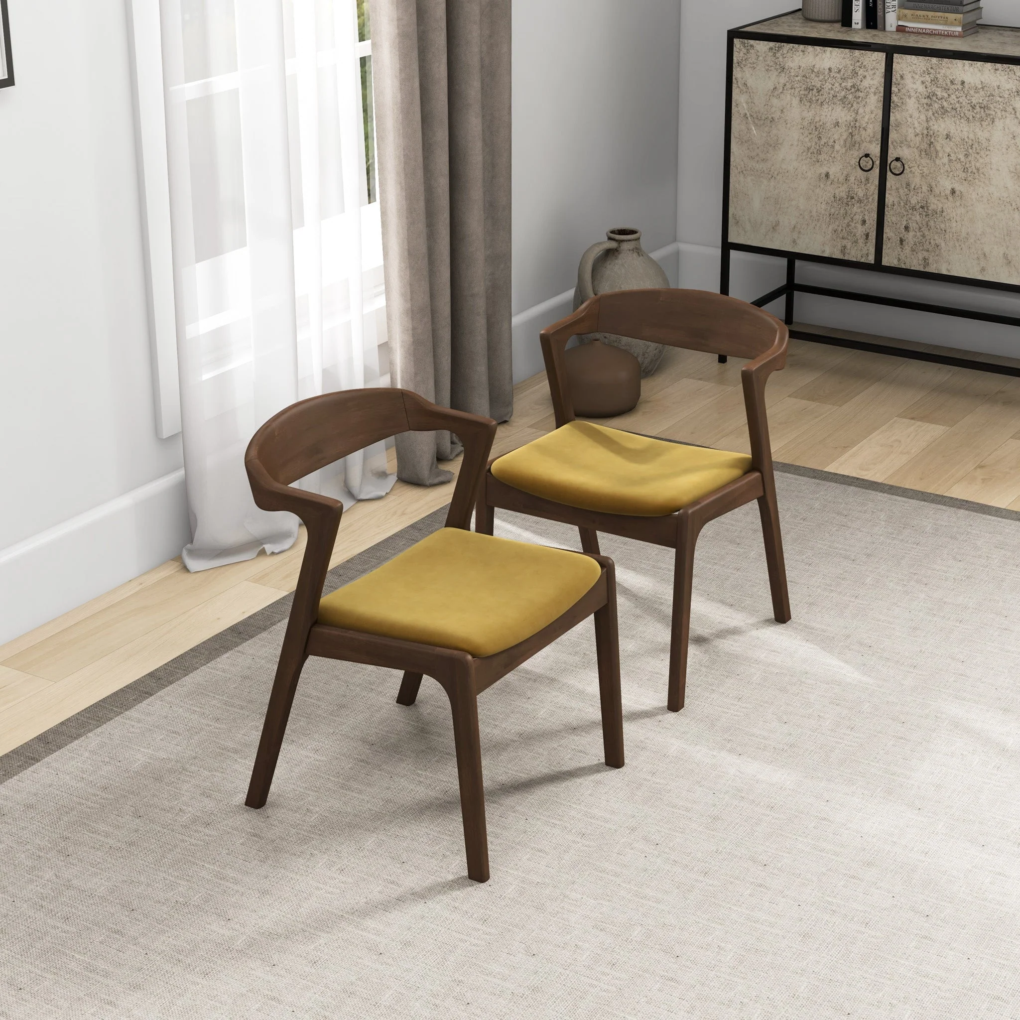 Dakota Dark Yellow Velvet Dining Chair (Set Of 2) - Image 6