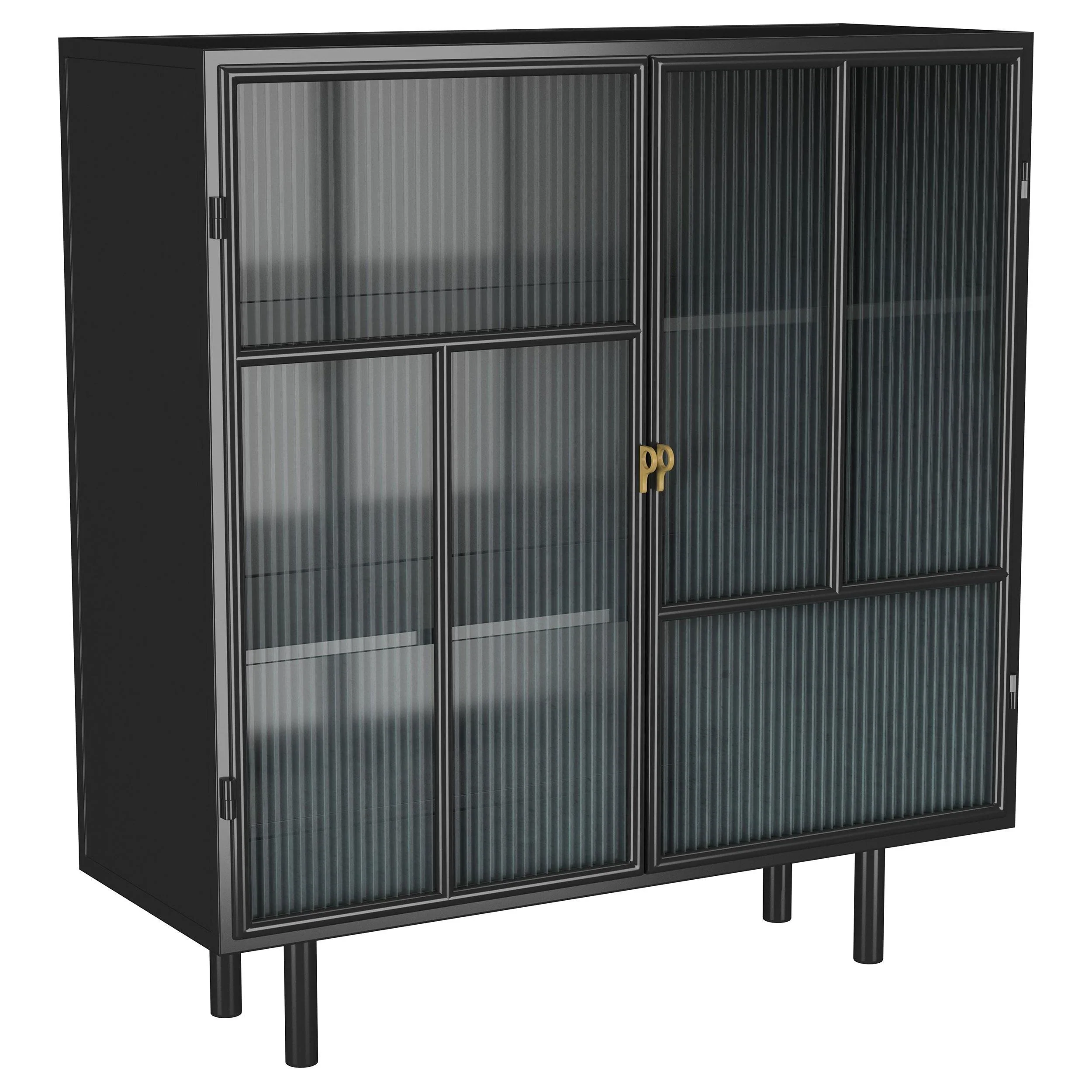 Dalia Black 2-Door Accent Storage Cabinet with Shelving - Image 2
