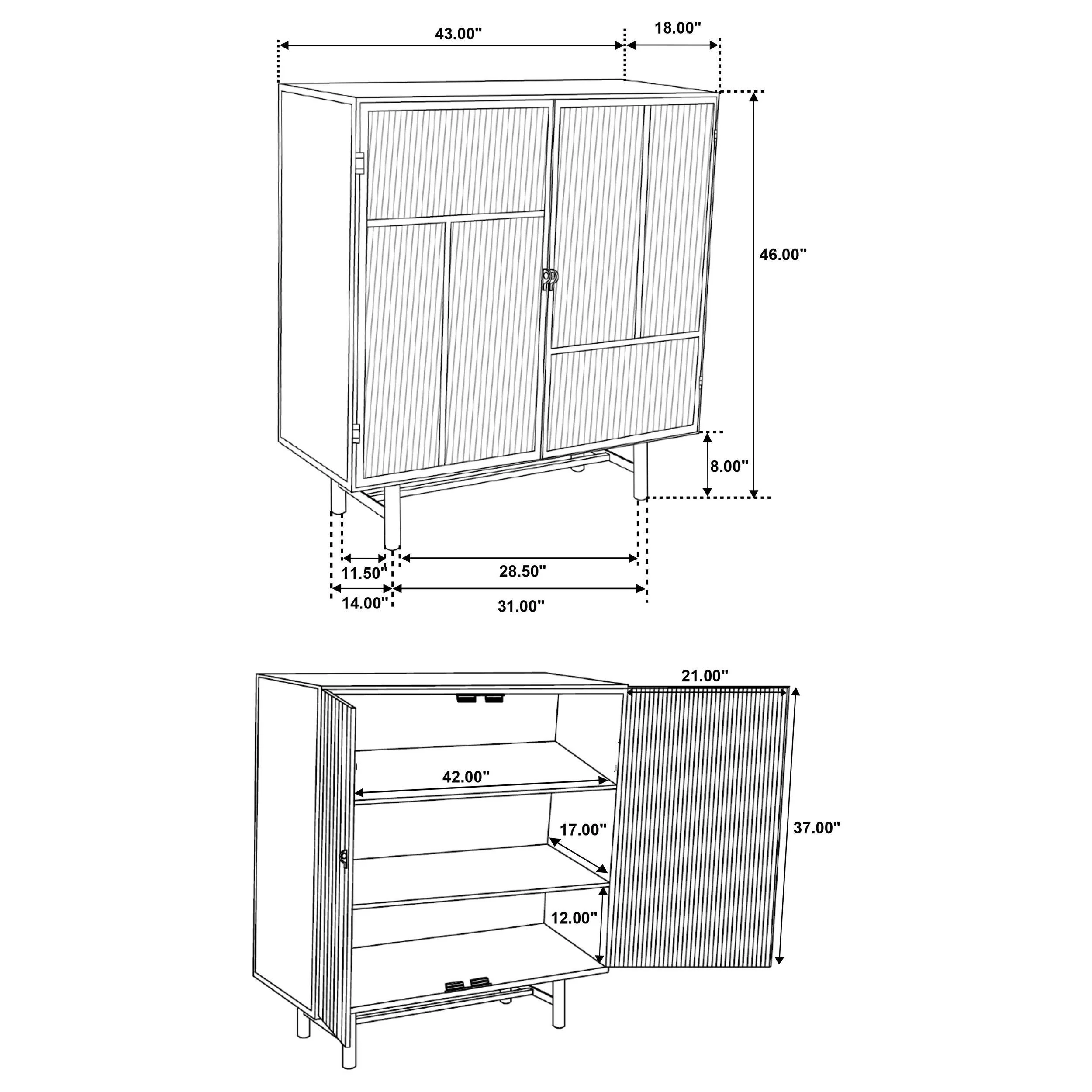 Dalia Black 2-Door Accent Storage Cabinet with Shelving - Image 9