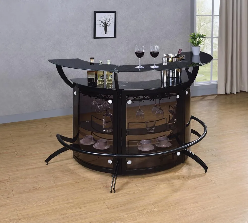 Dallas Smoked/Black 3-Bottle Wine Rack Bar Unit - Image 17
