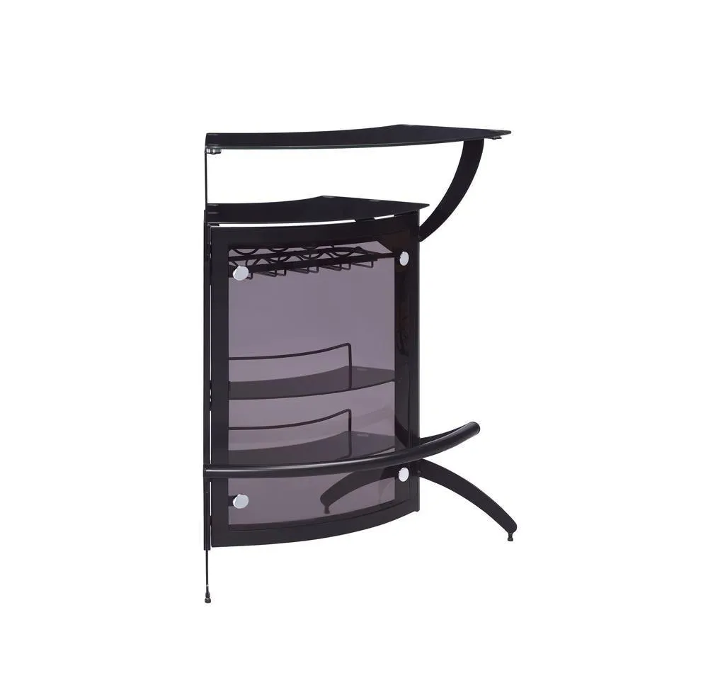 Dallas Smoked/Black 3-Bottle Wine Rack Bar Unit - Image 5