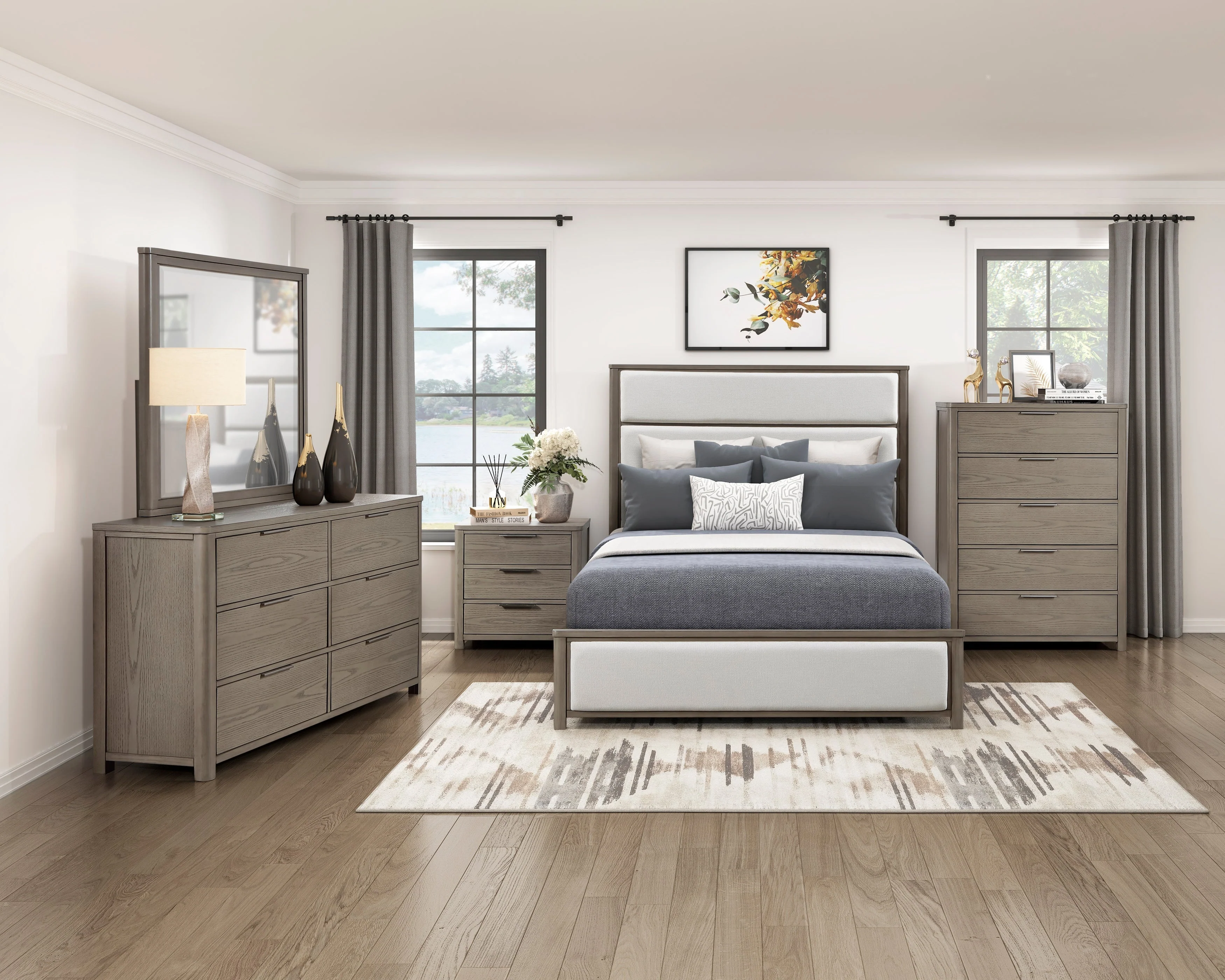 Dalston Light Gray/Beige California King Bed - Image 6
