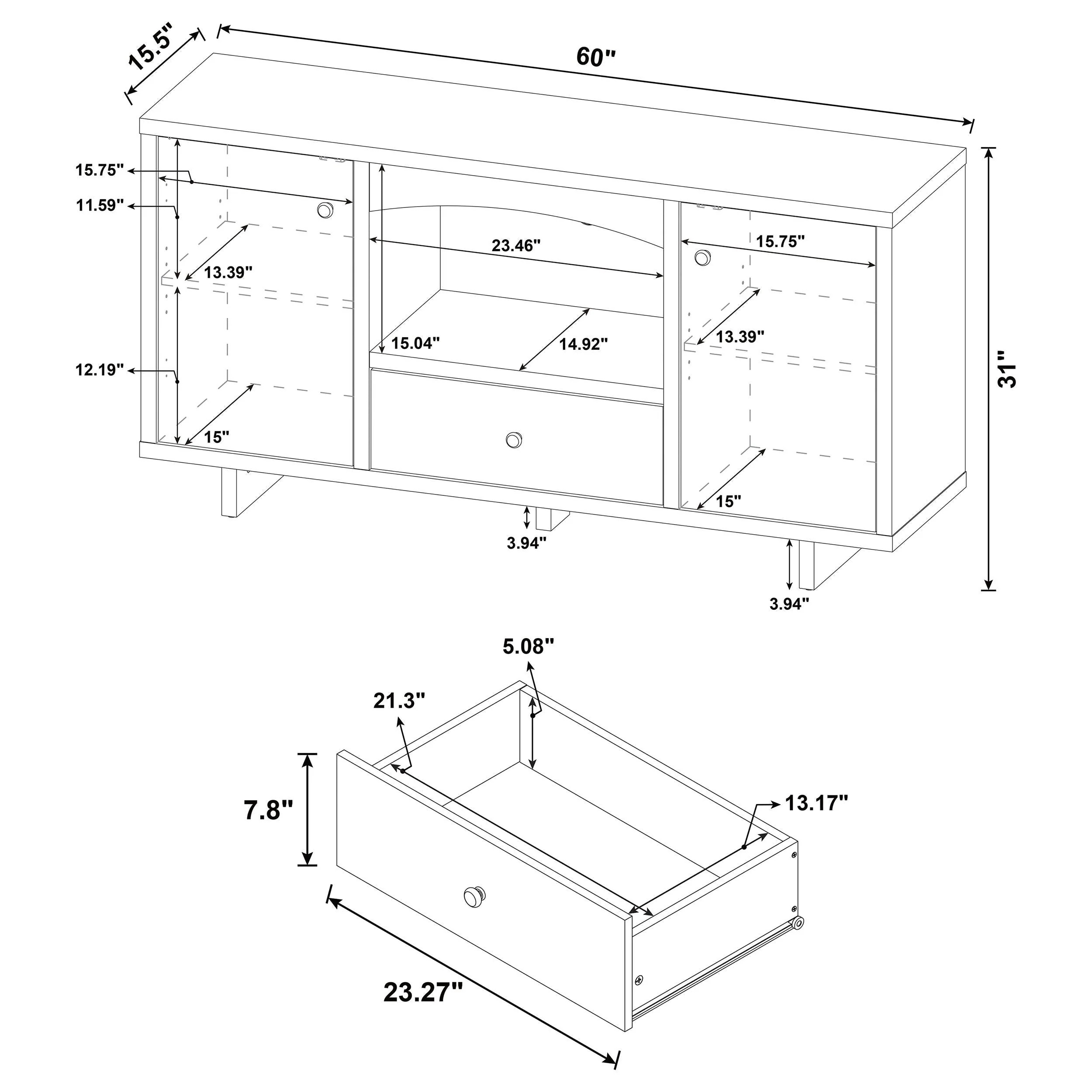 Dalton White and Distressed Pine 2-Door Storage Credenza - Image 14