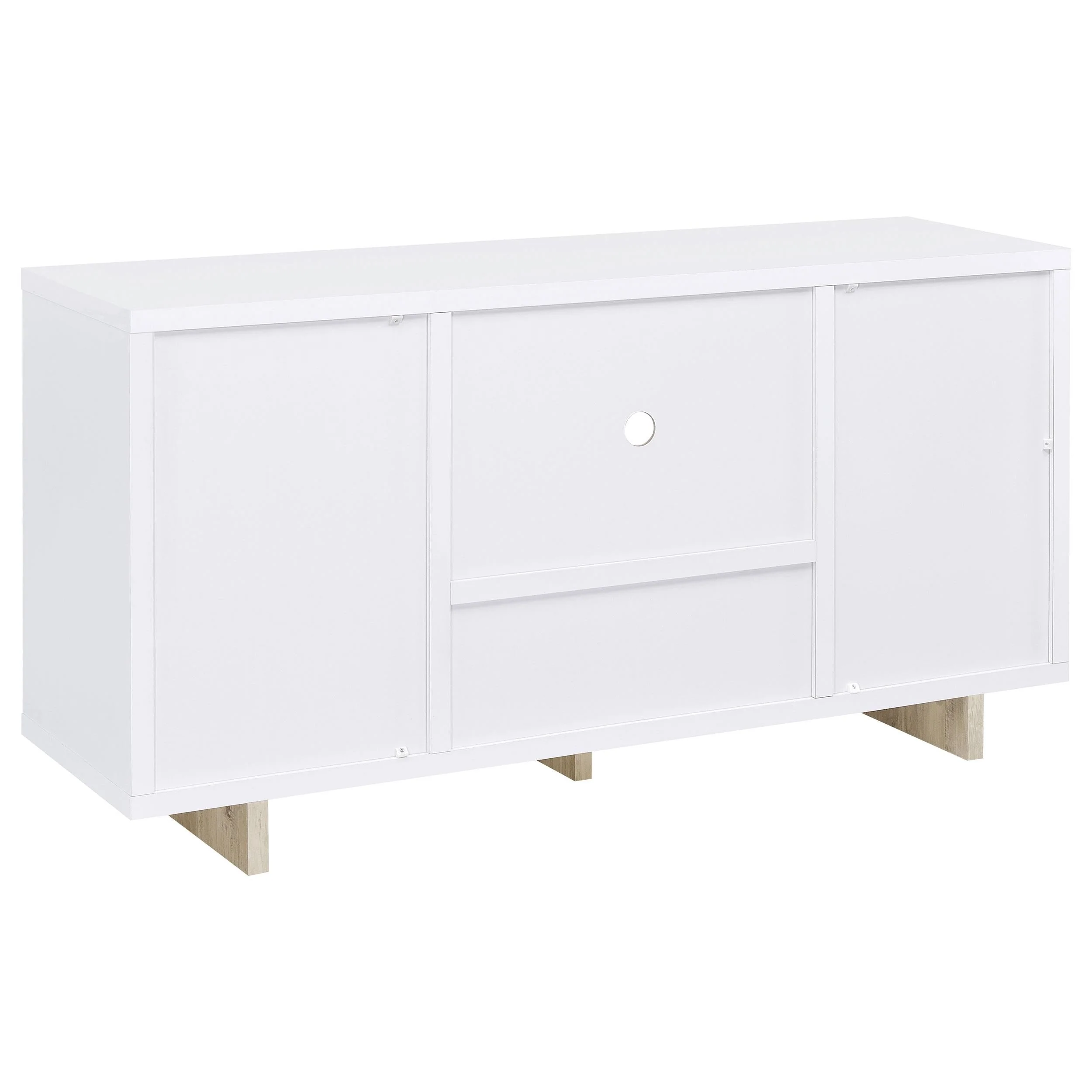 Dalton White and Distressed Pine 2-Door Storage Credenza - Image 6