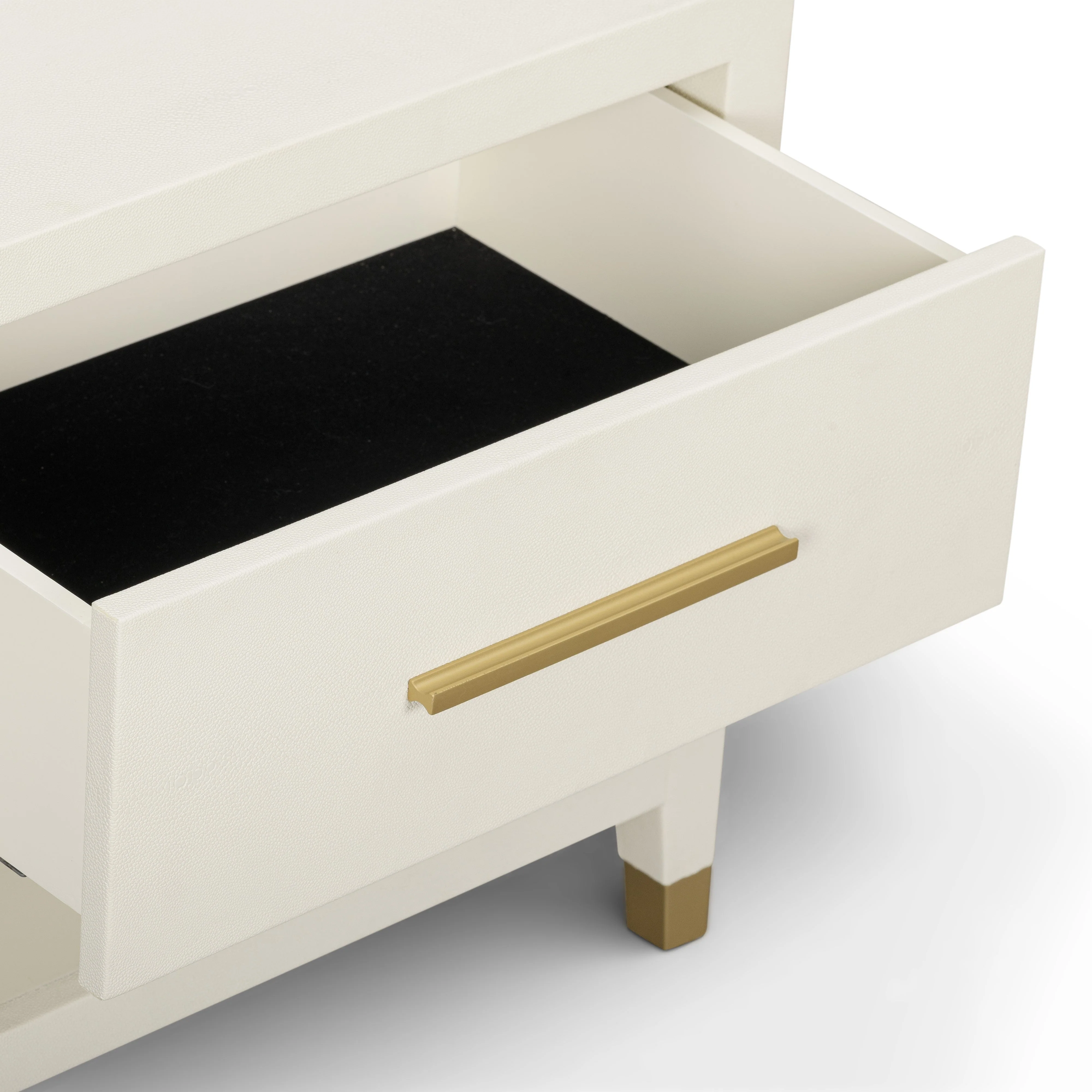 Dani 25" Cream Faux Shagreen Nightstand with Drawer - Image 4